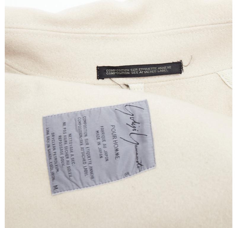 Yohji Yamamoto, cappotto boxy con zip e tasche in lana grigio pietra M. in vendita 2