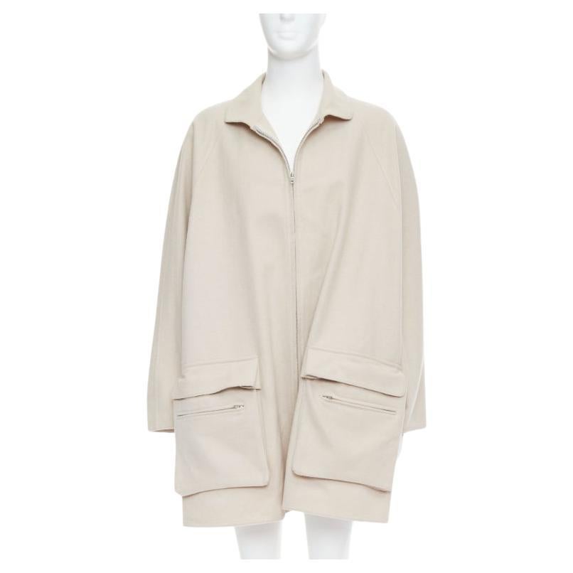 YOHJI YAMAMOTO Manteau boxy à poches zippées gris pierre