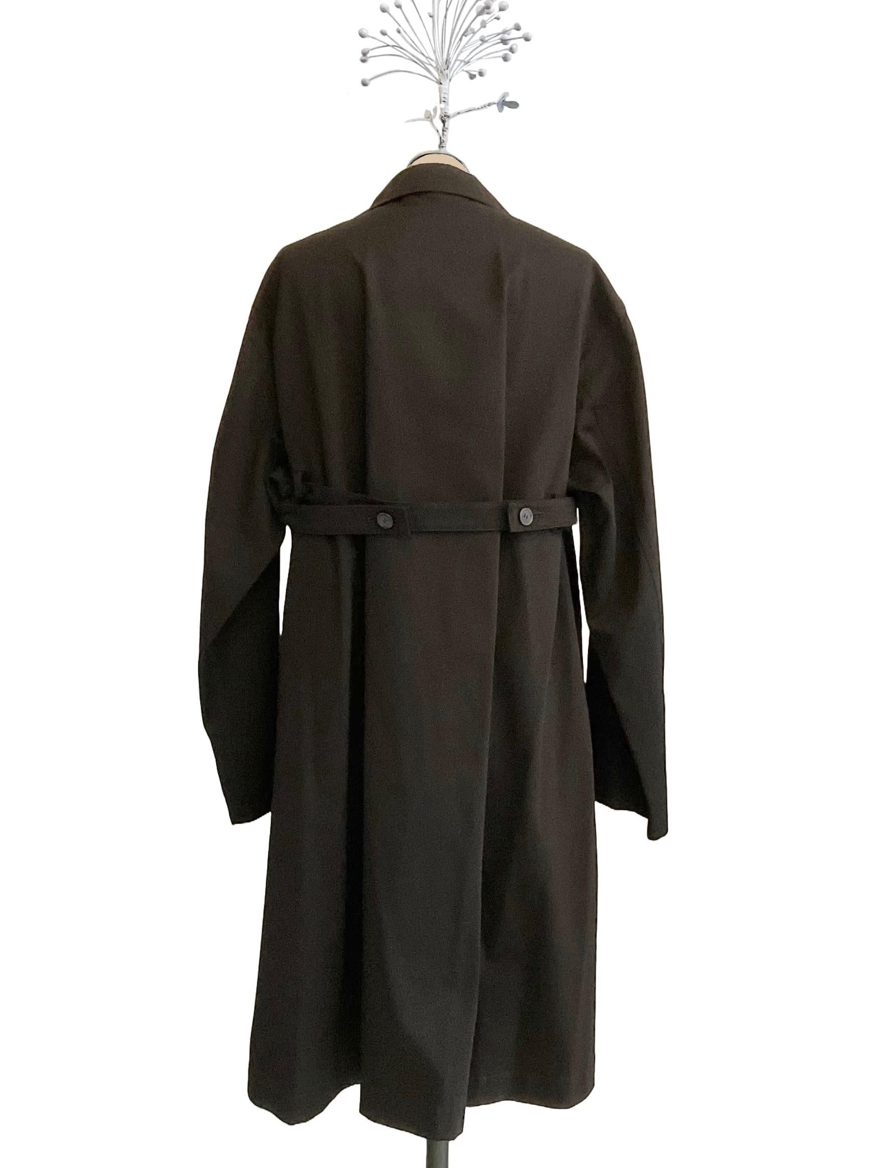 YOHJI YAMAMOTO Trench nero doppiopetto con martingala dei primi anni 2000 Black en venta