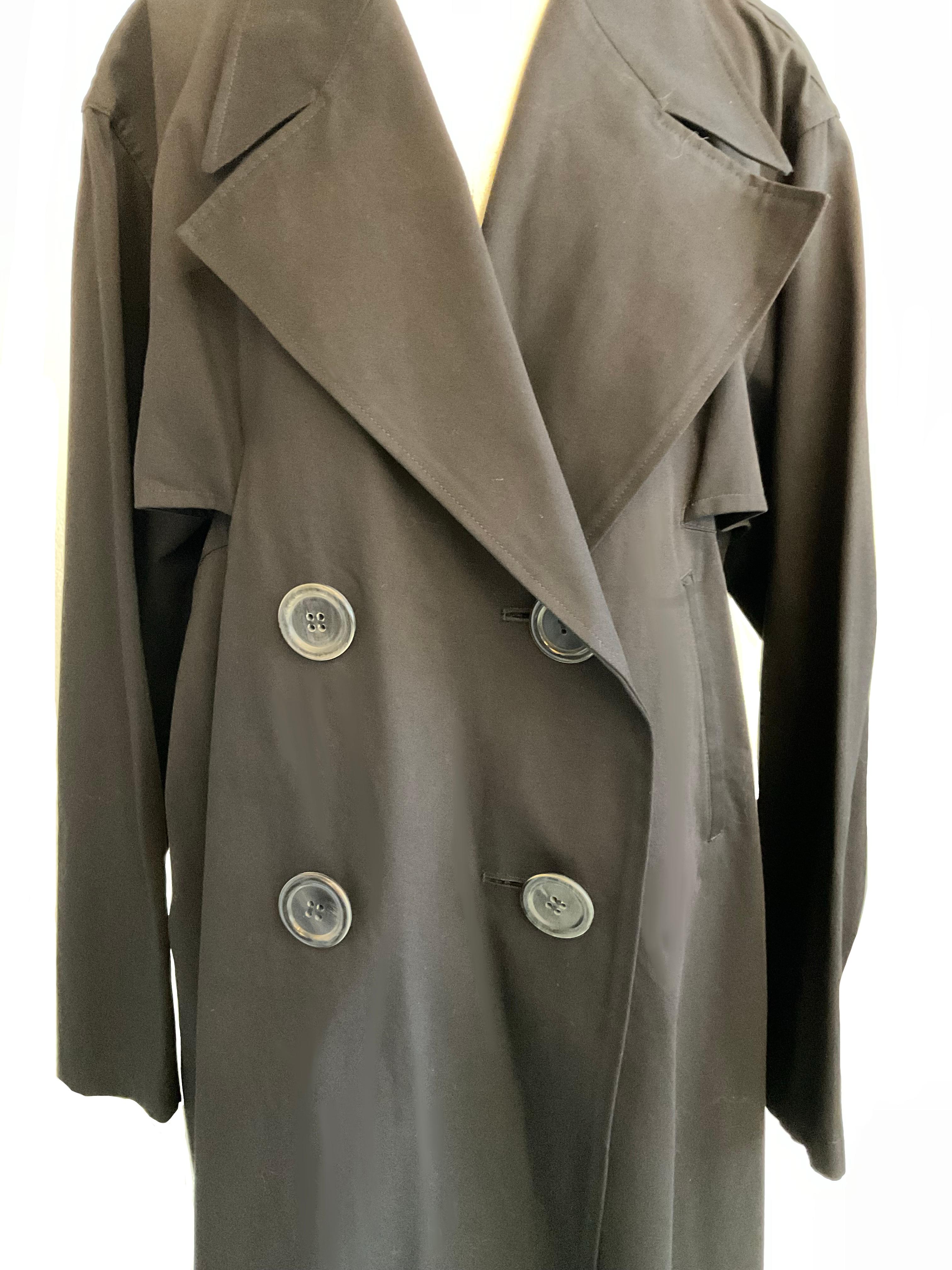 De las mujeres YOHJI YAMAMOTO Trench nero doppiopetto con martingala dei primi anni 2000 en venta