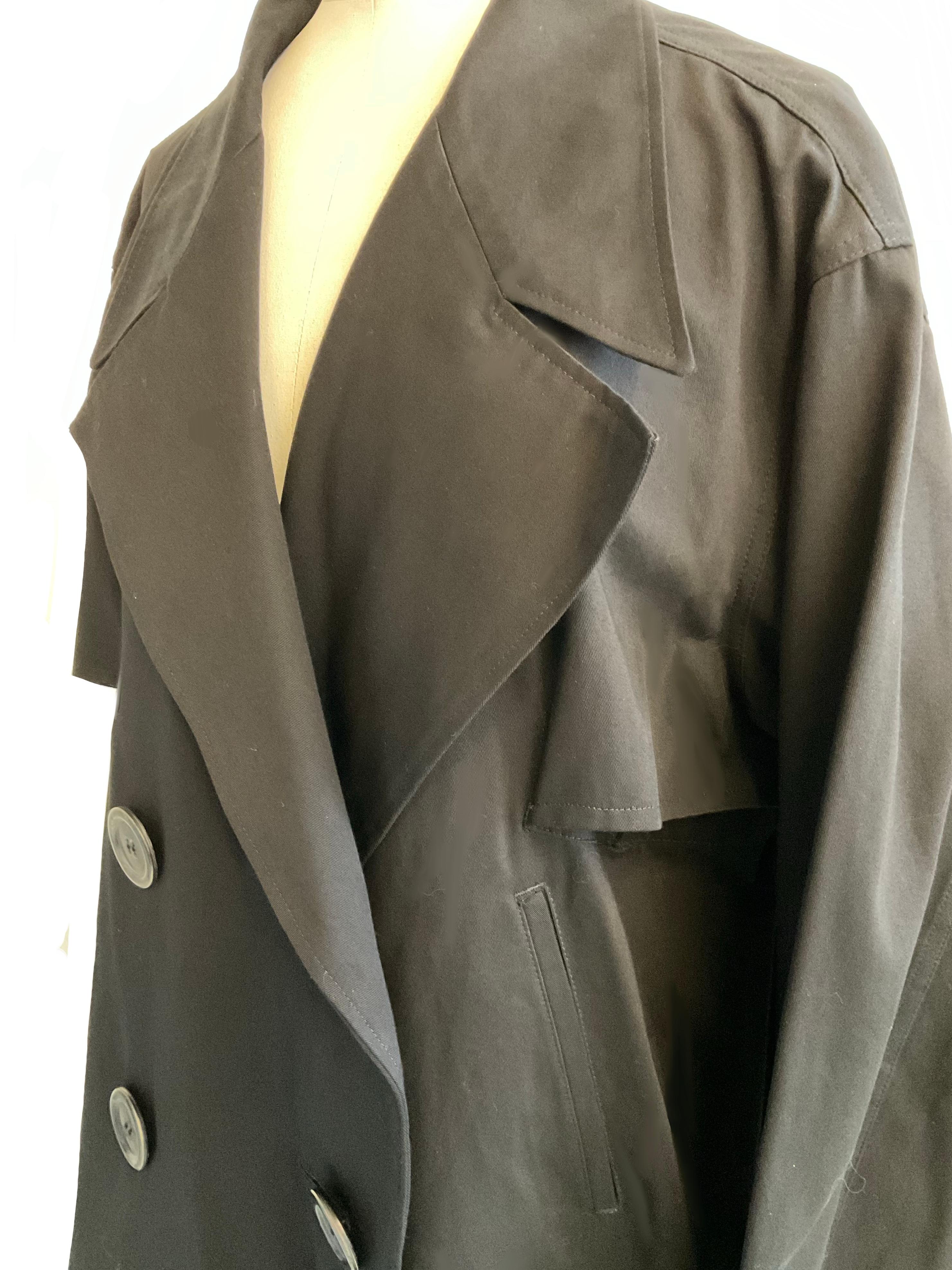 YOHJI YAMAMOTO Trench nero doppiopetto con martingala dei primi anni 2000 en venta 1