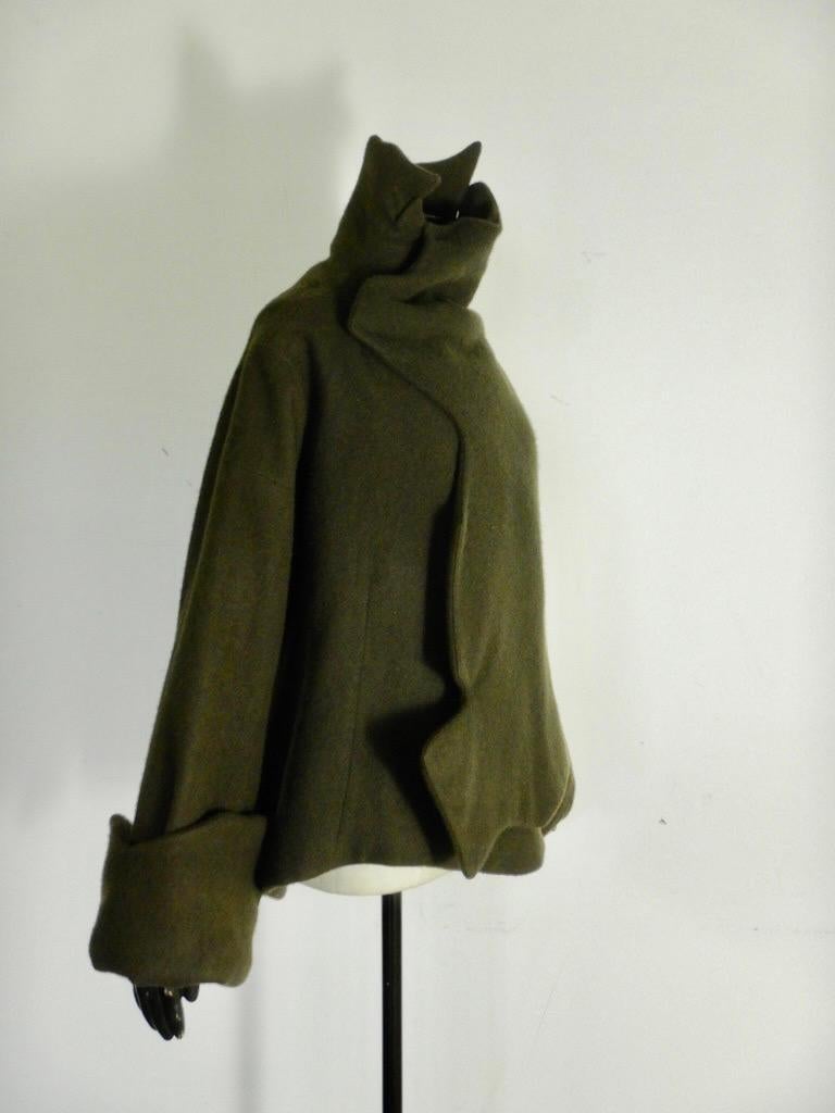 Yohji Yamamoto Vintage Asymmetrical Wool and Cashmere Wrap Coat  In Good Condition For Sale In Oakland, CA