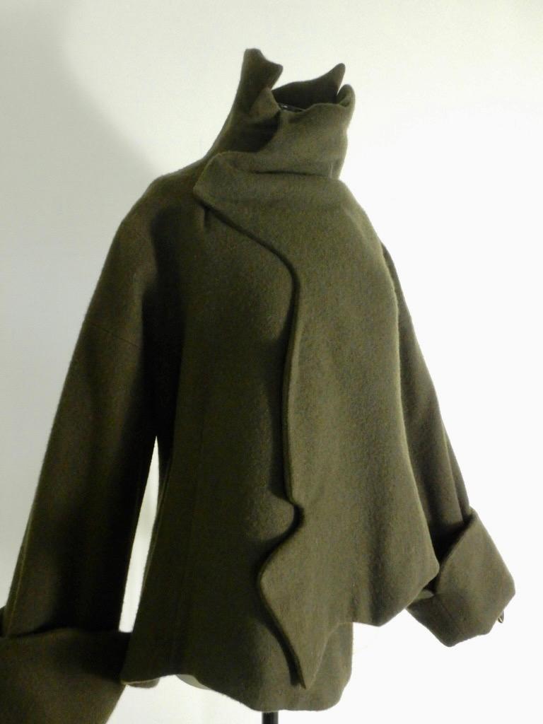 Yohji Yamamoto Vintage Asymmetrical Wool and Cashmere Wrap Coat  For Sale 2