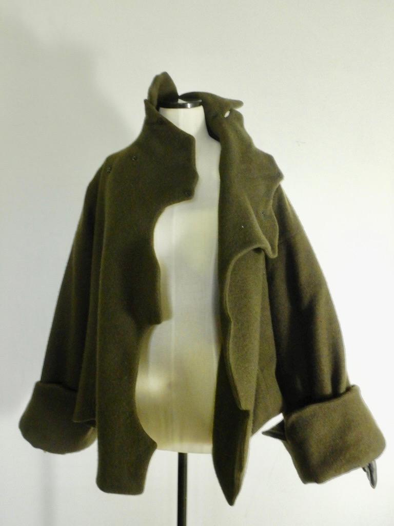 Yohji Yamamoto Vintage Asymmetrical Wool and Cashmere Wrap Coat  For Sale 3