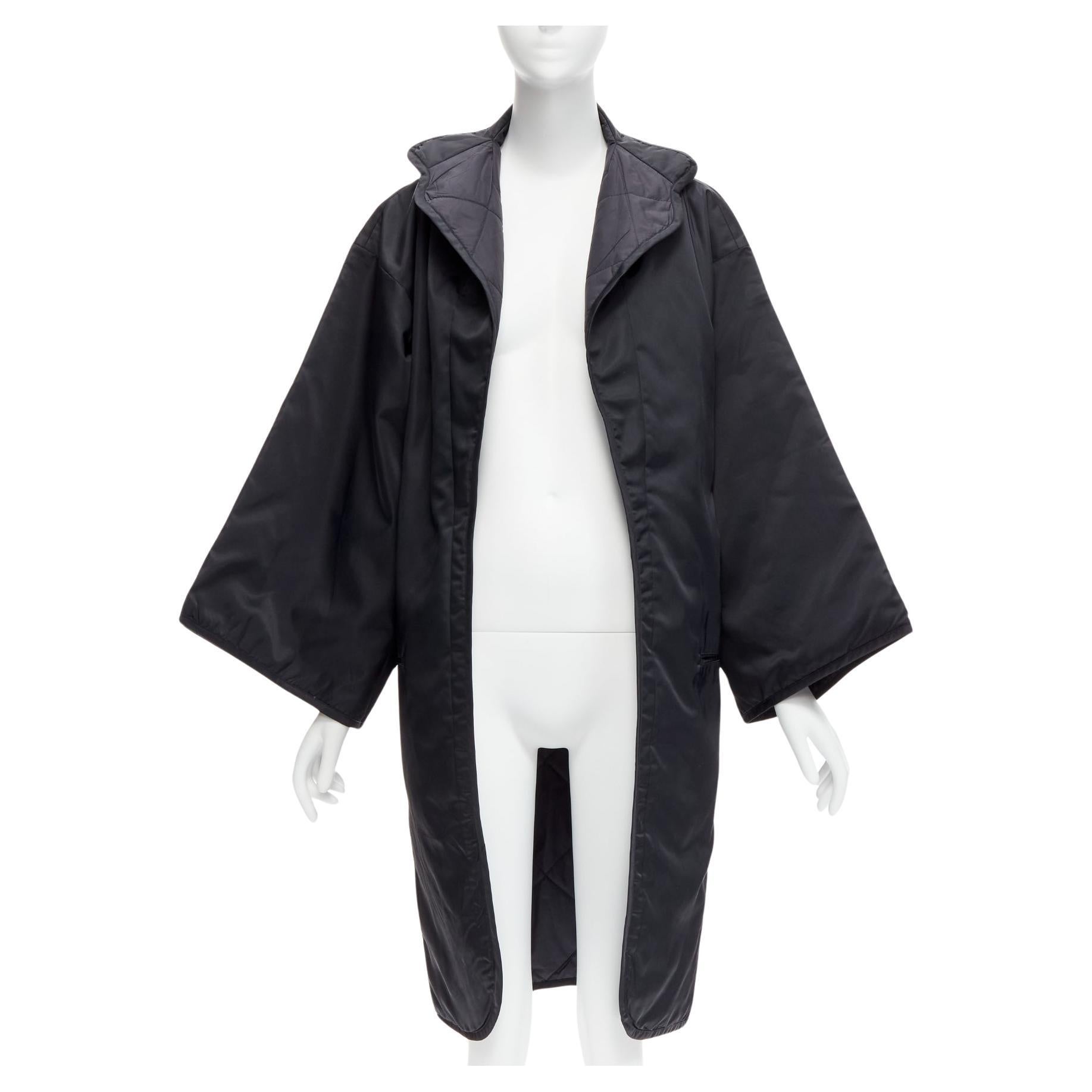 YOHJI YAMAMOTO Vintage black armhole cutout padded kimono overcoat S For Sale