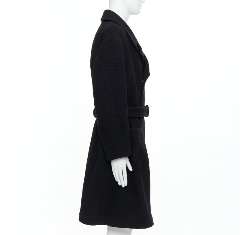 YOHJI YAMAMOTO Abrigo de invierno largo con cinturón en mezcla de lana negro vintage JP3 L en Bueno estado para la venta en Hong Kong, NT