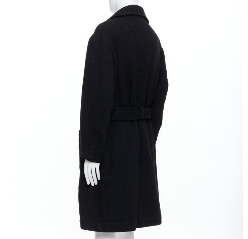 YOHJI YAMAMOTO Abrigo de invierno largo con cinturón en mezcla de lana negro vintage JP3 L en venta 1
