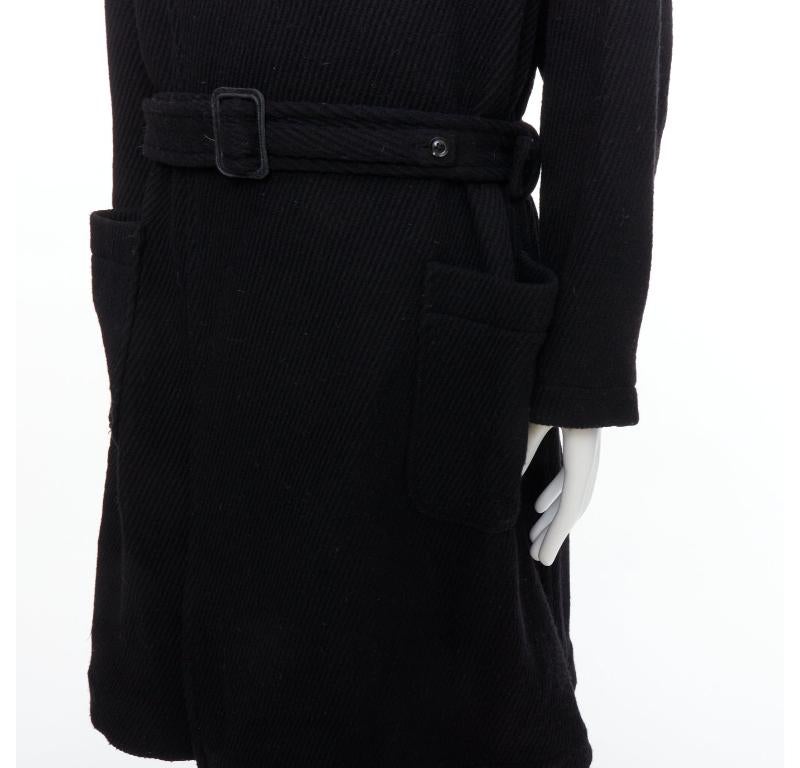YOHJI YAMAMOTO Abrigo de invierno largo con cinturón en mezcla de lana negro vintage JP3 L en venta 2
