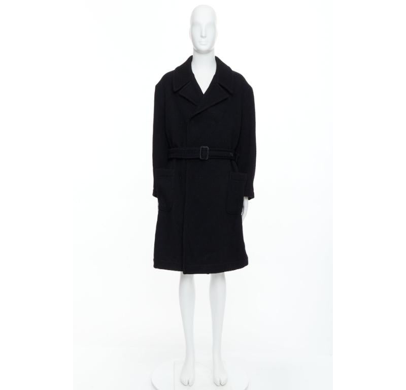 YOHJI YAMAMOTO Abrigo de invierno largo con cinturón en mezcla de lana negro vintage JP3 L en venta 4
