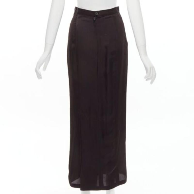 YOHJI YAMAMOTO Vintage brown silk flap pockets mandarin collar jacket skirt S 6