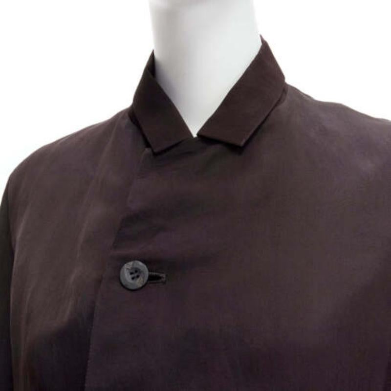 YOHJI YAMAMOTO Vintage brown silk flap pockets mandarin collar jacket skirt S 1