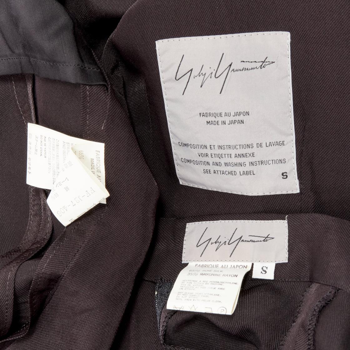YOHJI YAMAMOTO Vintage dark brown silk blend flap pockets mandarin collar jacket For Sale 7
