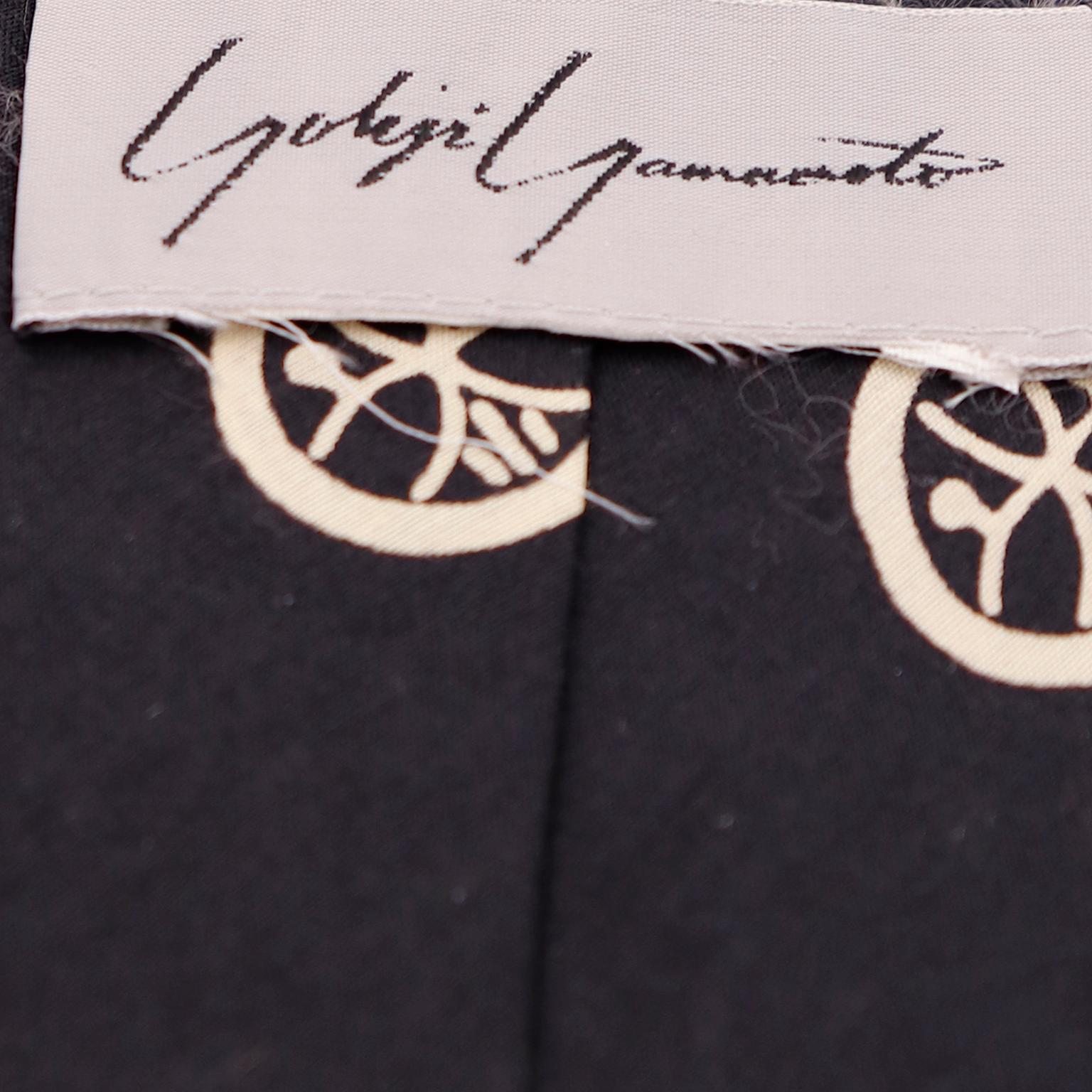 Women's or Men's Yohji Yamamoto Vintage Japanese Kamon Black Silk Tie For Sale