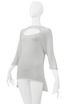 Yohji Yamamoto White Cotton High-Low Sweater With Cutout Ss 2001