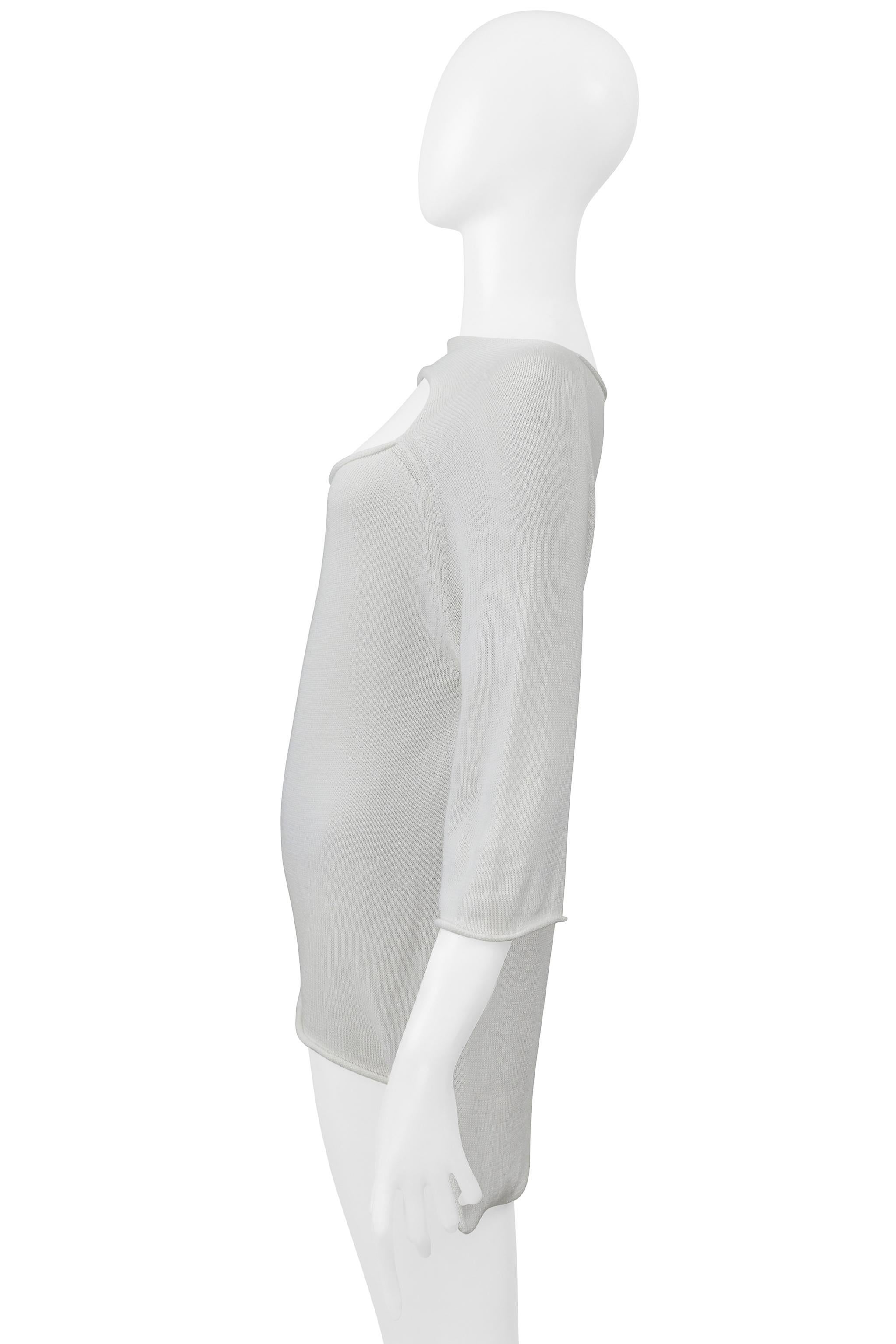 Yohji Yamamoto Suéter Blanco De Algodón Con Recorte Ss 2001 Gris en venta