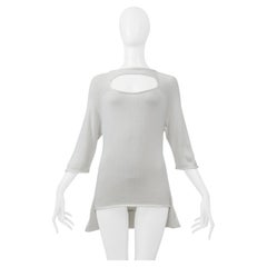 Yohji Yamamoto White Cotton High-Low Sweater With Cutout Ss 2001