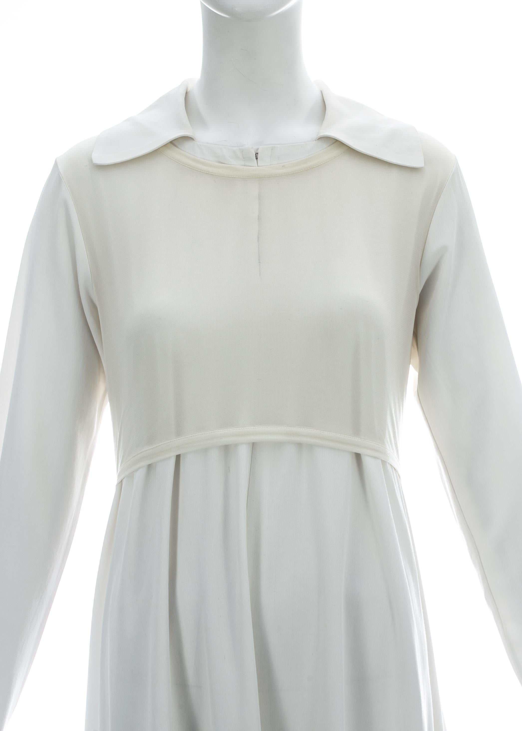Gris Robe longue en coton blanc avec t-shirt en nylon Yohji Yamamoto, vers 1990  en vente