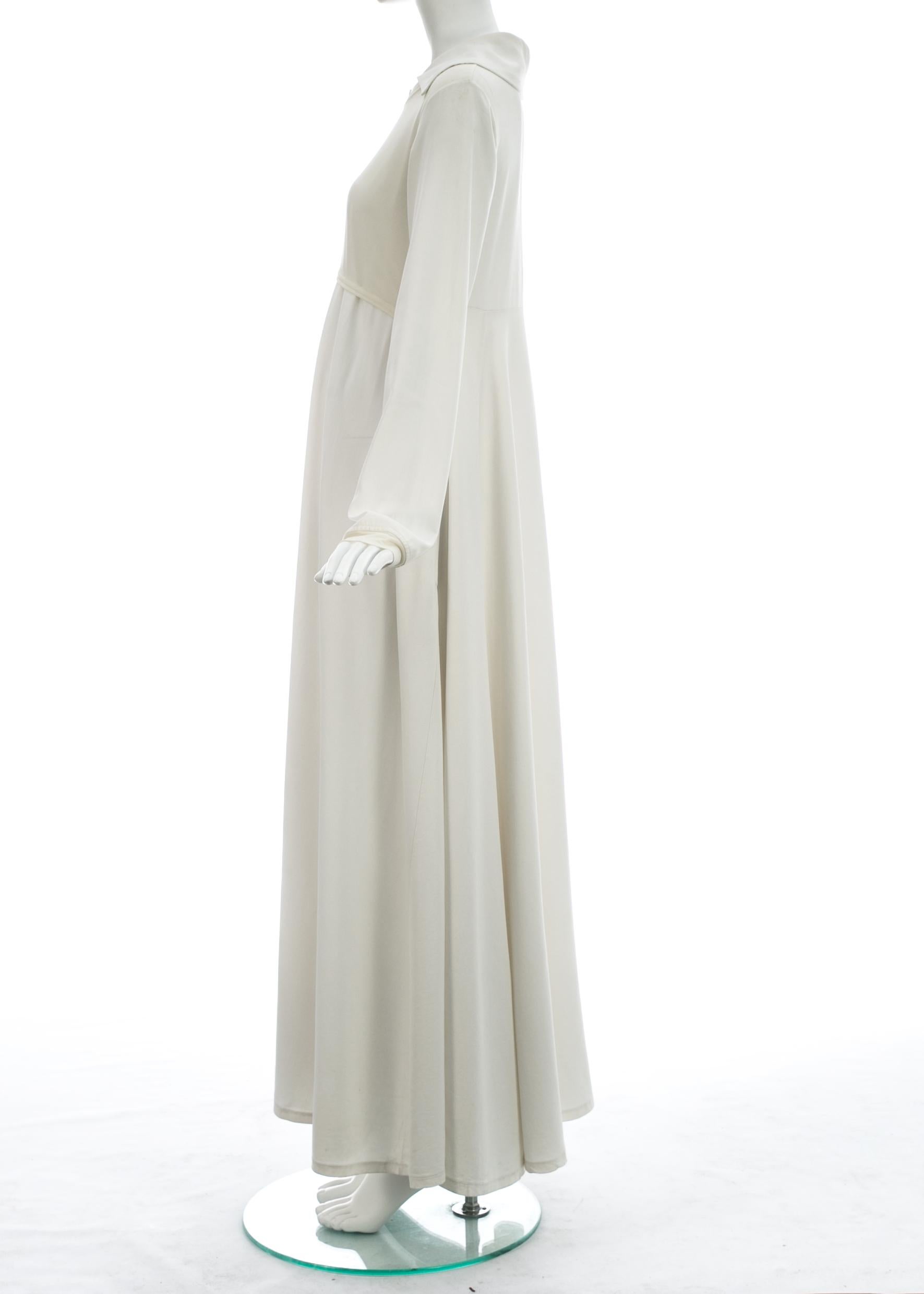 Gray Yohji Yamamoto white cotton maxi dress with nylon t-shirt, c. 1990s  For Sale
