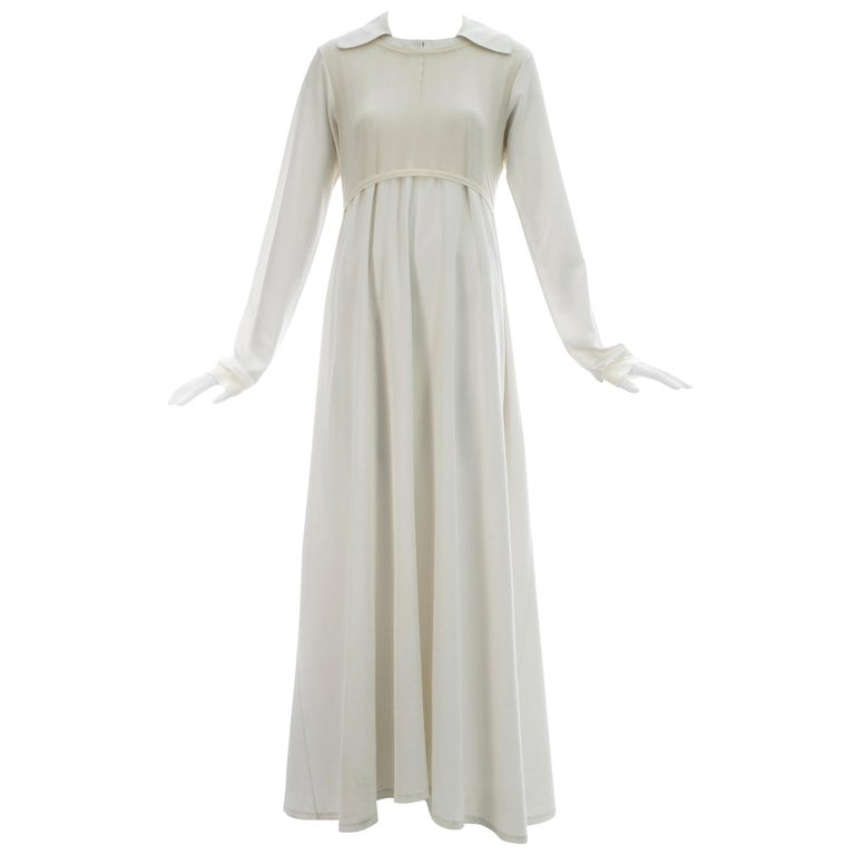 Yohji Yamamoto white cotton maxi dress with nylon t-shirt, c. 1990s For 
