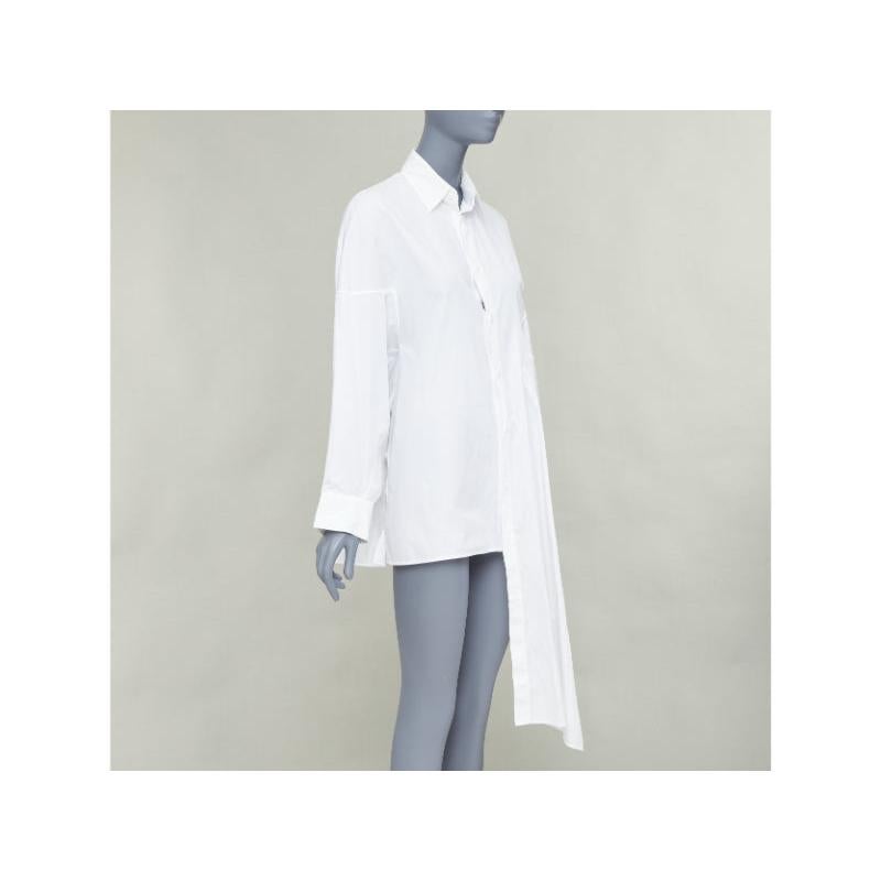 Grigio YOHJI YAMAMOTO white cotton oversized asymmetric high low hem shirt JP2 M in vendita