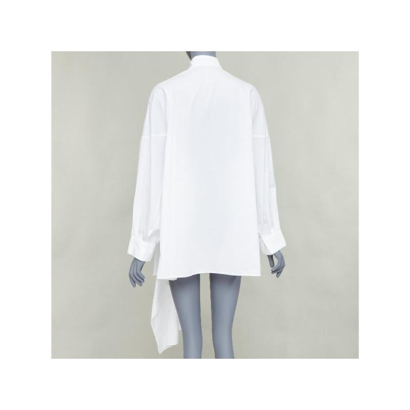 Donna YOHJI YAMAMOTO white cotton oversized asymmetric high low hem shirt JP2 M in vendita