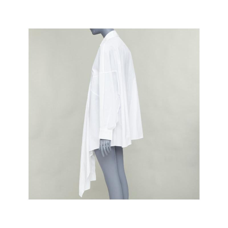 YOHJI YAMAMOTO white cotton oversized asymmetric high low hem shirt JP2 M in vendita 1