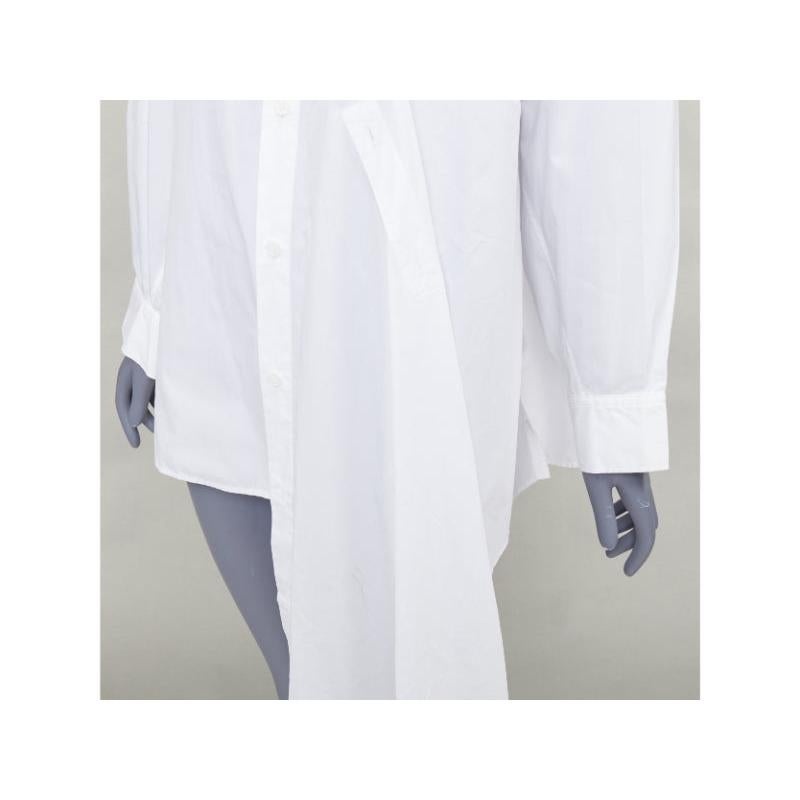 YOHJI YAMAMOTO white cotton oversized asymmetric high low hem shirt JP2 M in vendita 2