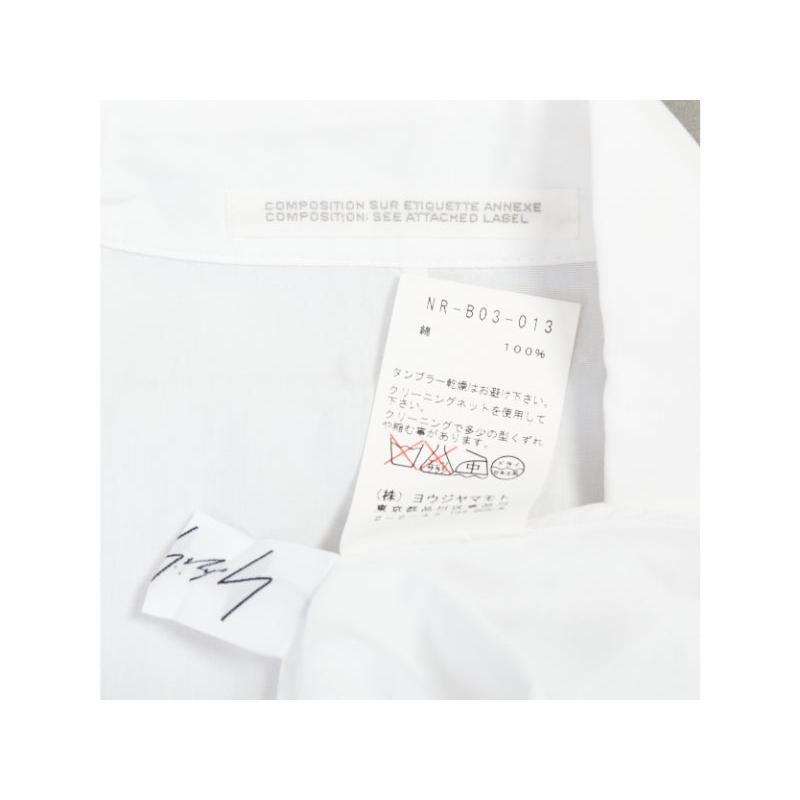 YOHJI YAMAMOTO white cotton oversized asymmetric high low hem shirt JP2 M in vendita 3