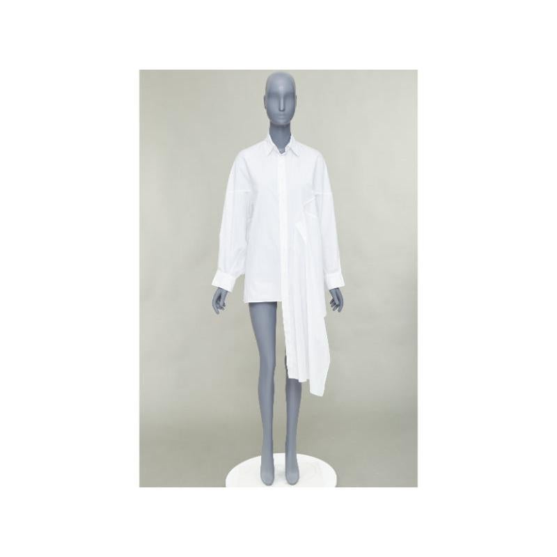 YOHJI YAMAMOTO white cotton oversized asymmetric high low hem shirt JP2 M in vendita 4