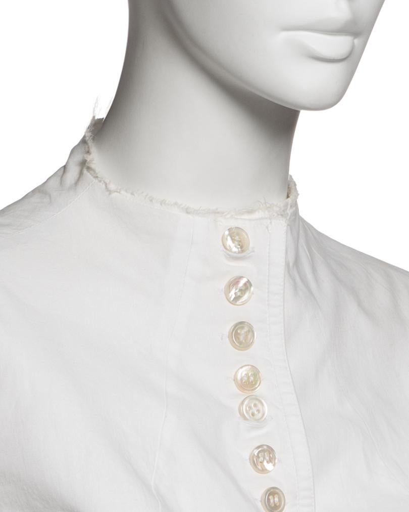 Yohji Yamamoto Tuta con peplo in cotone bianco e gonna a botte, SS 1998 in vendita 5