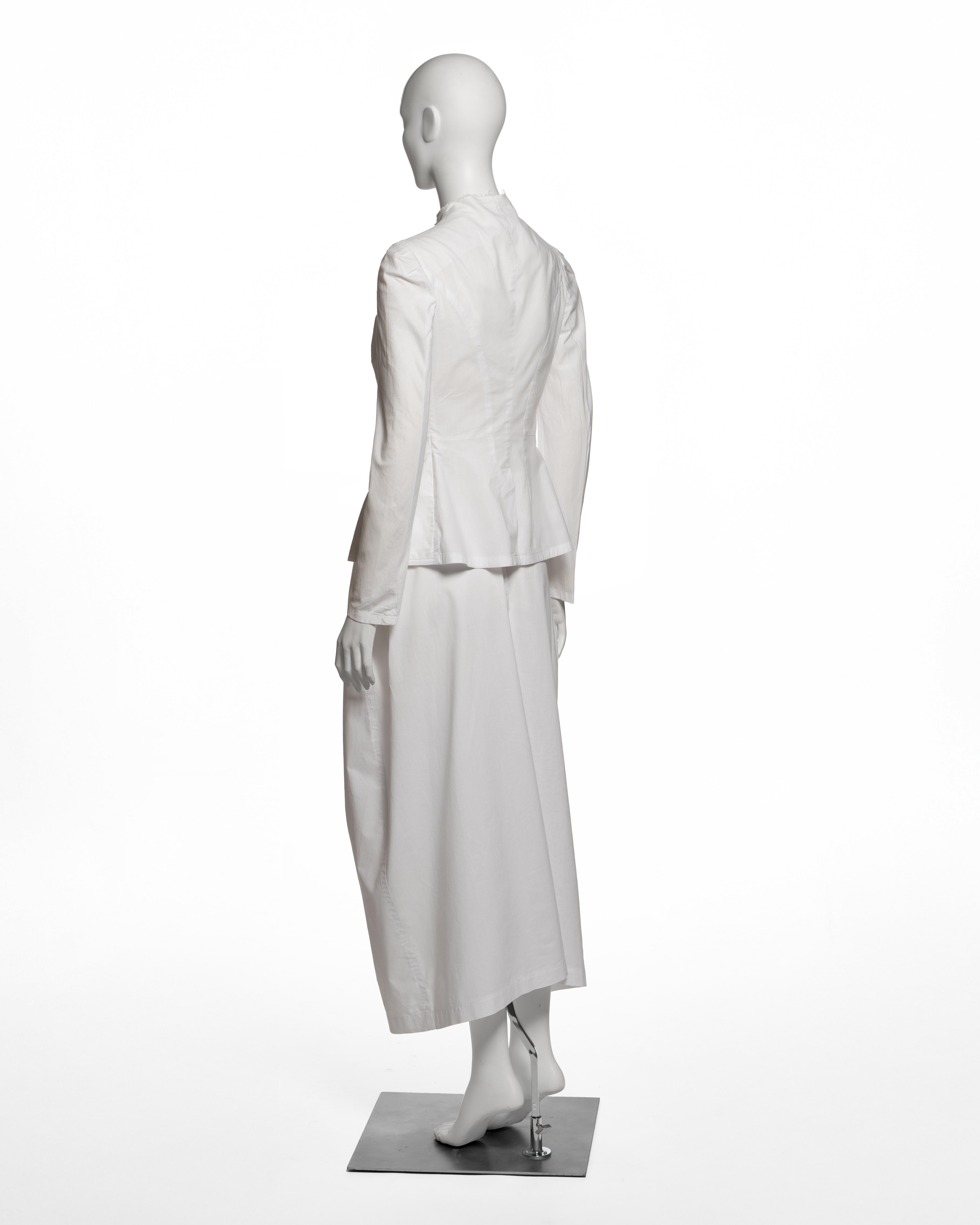 Yohji Yamamoto Tuta con peplo in cotone bianco e gonna a botte, SS 1998 in vendita 7