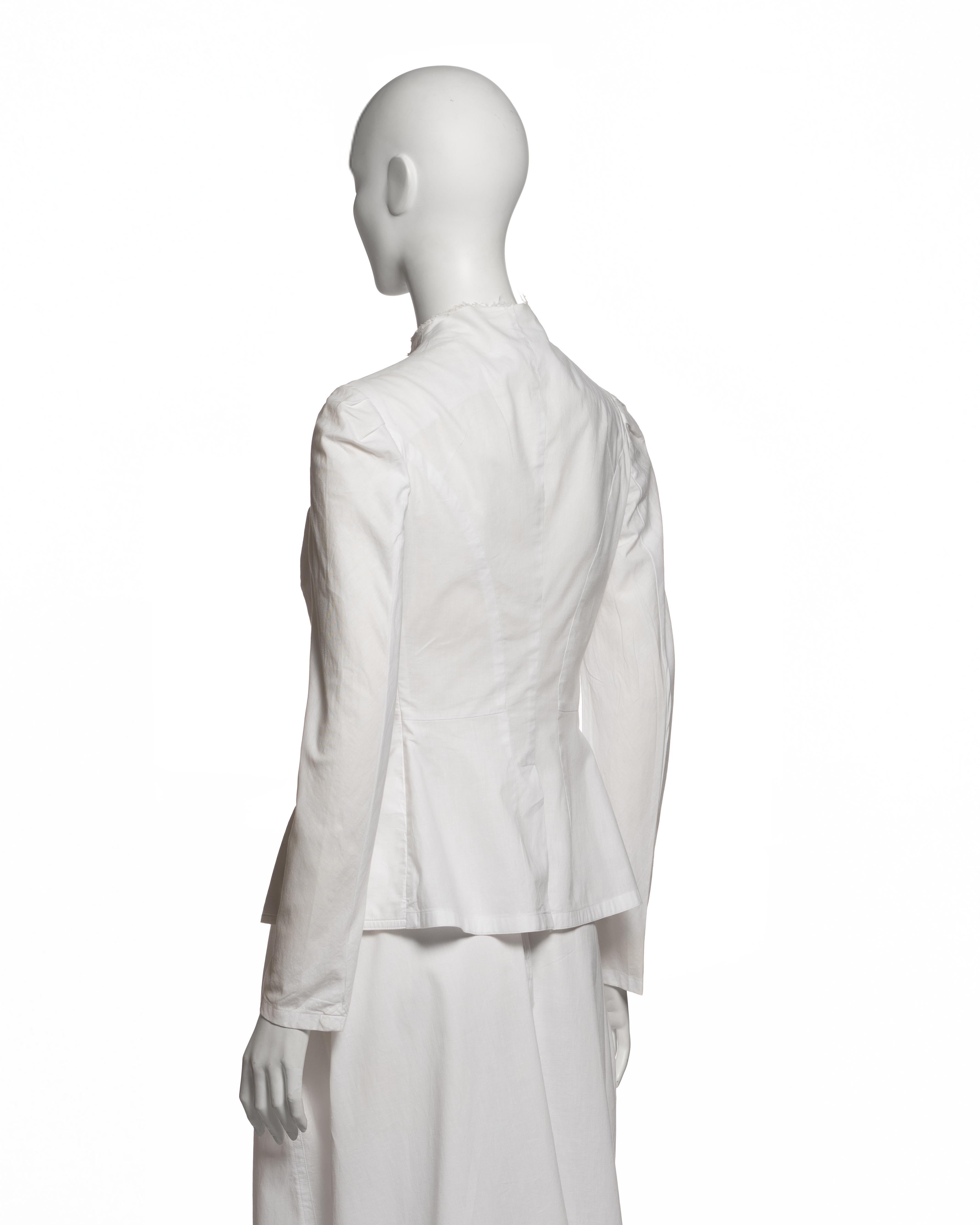 Yohji Yamamoto Tuta con peplo in cotone bianco e gonna a botte, SS 1998 in vendita 8