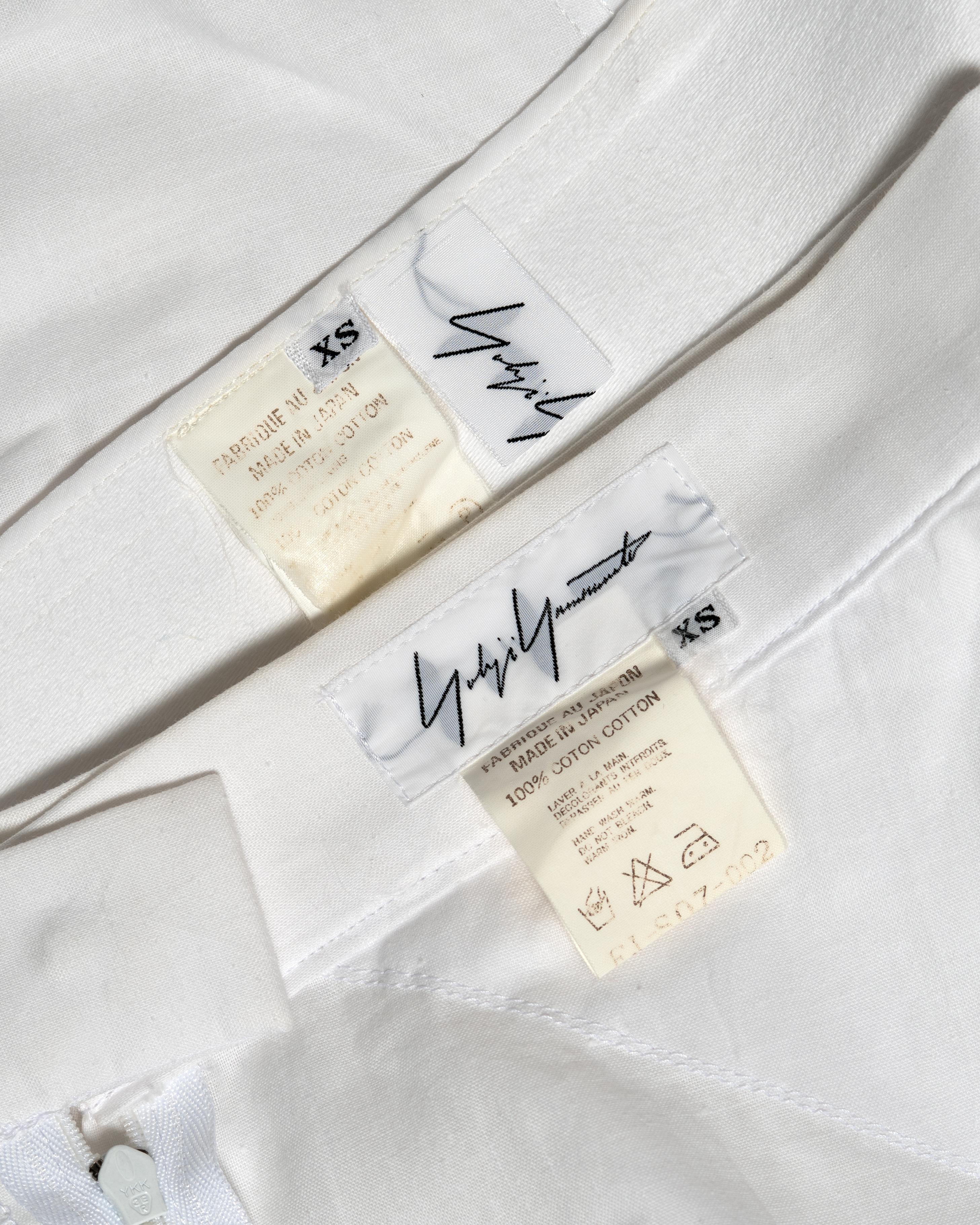 Yohji Yamamoto Tuta con peplo in cotone bianco e gonna a botte, SS 1998 in vendita 11