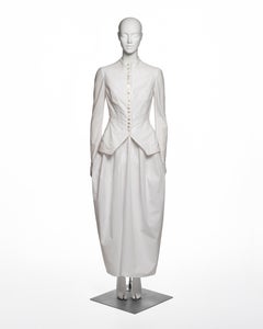 Yohji Yamamoto White Cotton Peplum Suit with Barrel Skirt, SS 1998