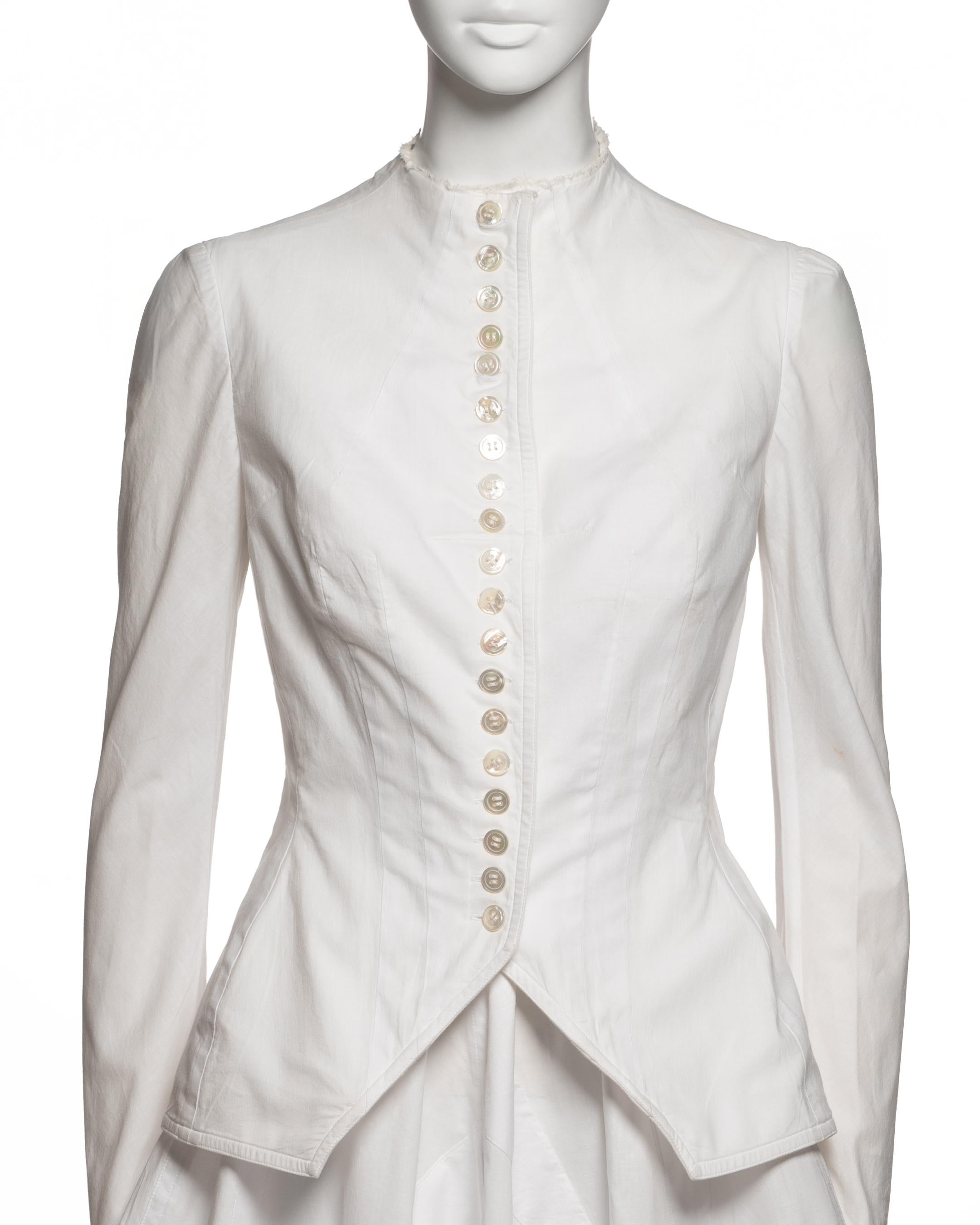 Yohji Yamamoto Tuta con peplo in cotone bianco e gonna a botte, SS 1998 In condizioni ottime in vendita a London, GB