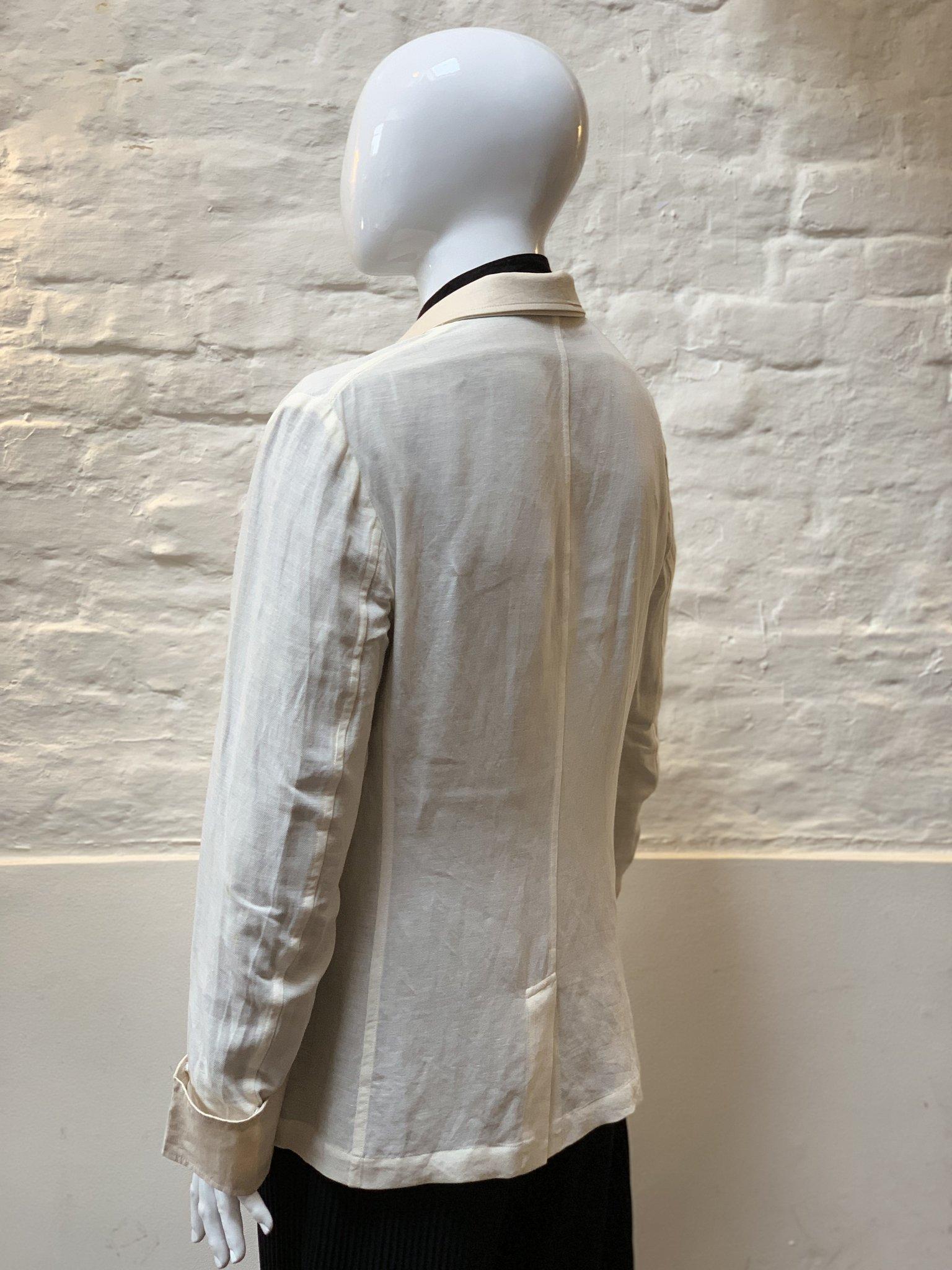 Yohji Yamamoto White Linen Jacket For Sale at 1stDibs