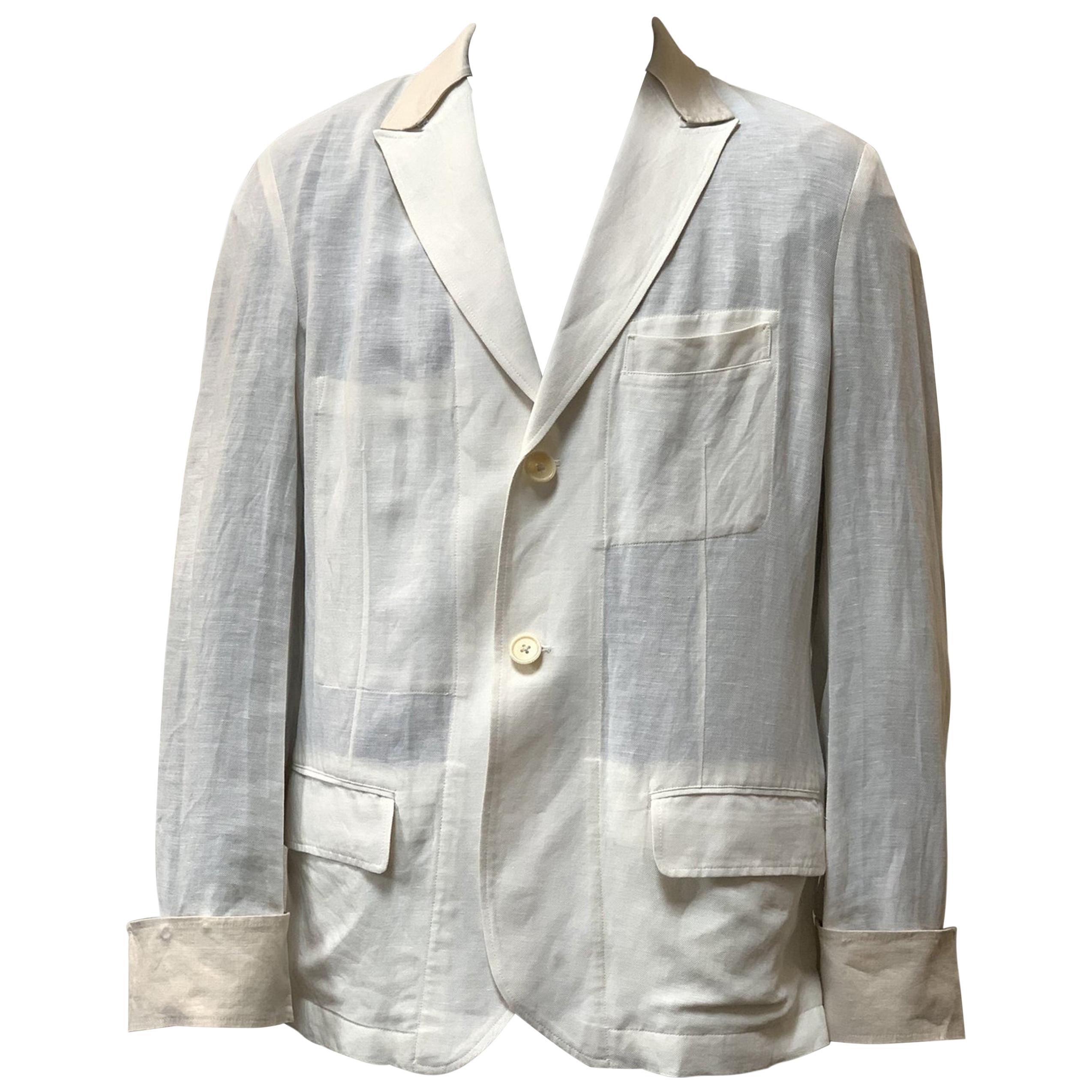 Yohji Yamamoto White Linen Jacket For Sale