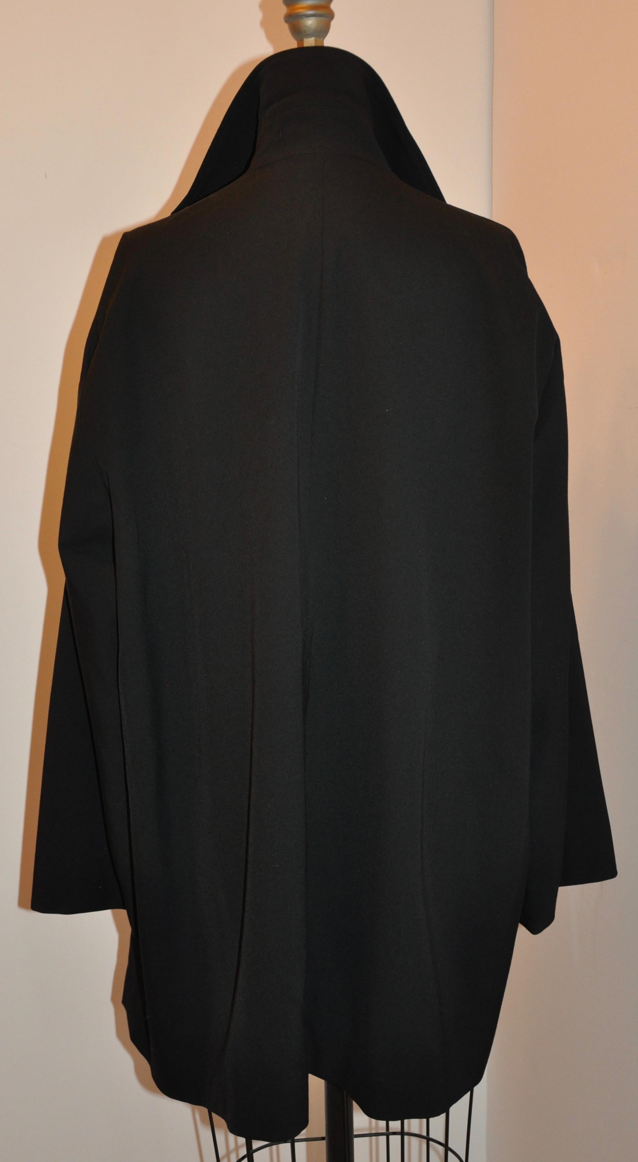 Yohji Yamamoto Wonderfully Draped Black Brush Wool Deconstructed Trench Coat In Good Condition For Sale In New York, NY