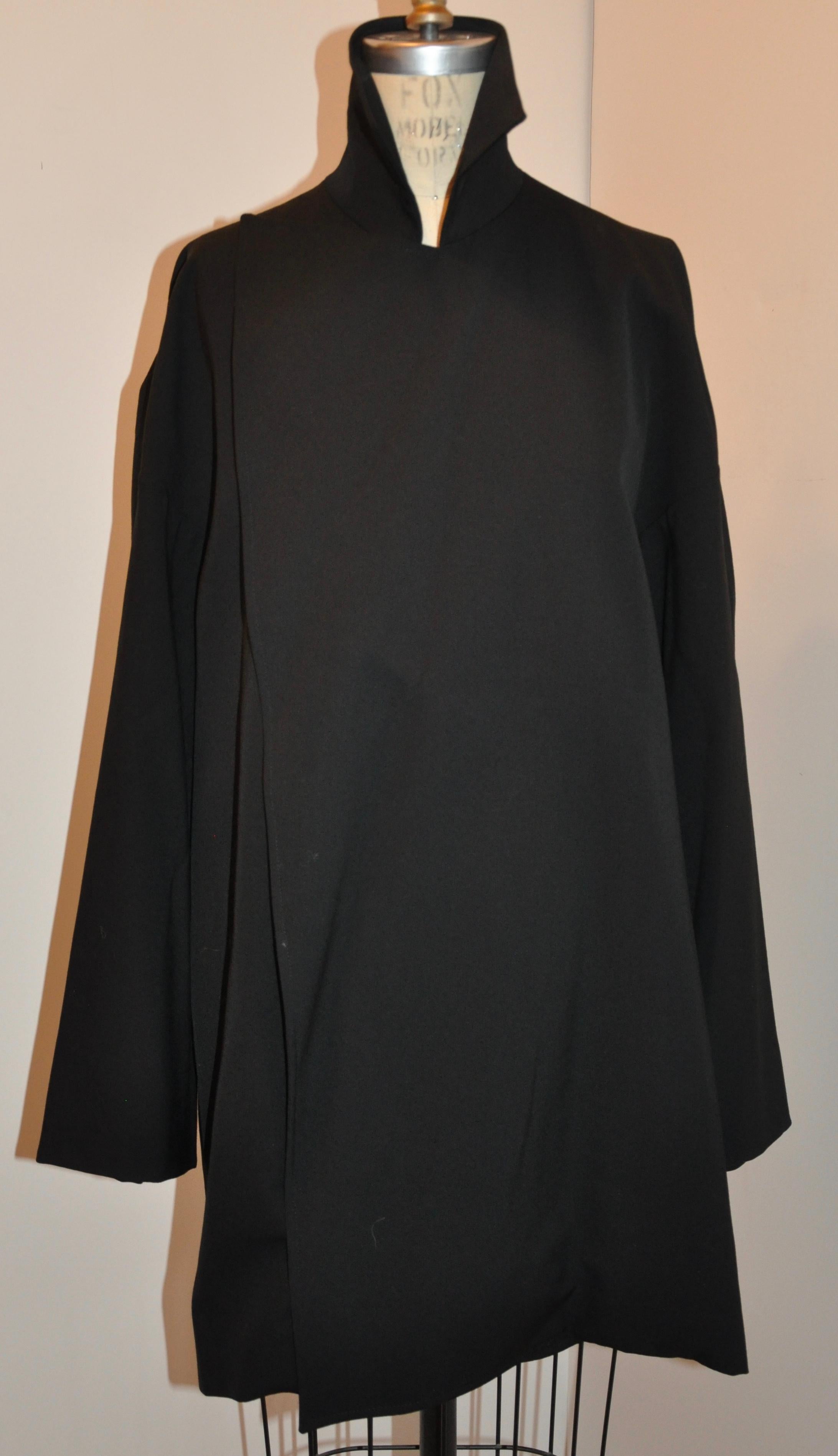 Yohji Yamamoto - Imperméable déconstruit en laine brossée noire merveilleusement drapé en vente 3