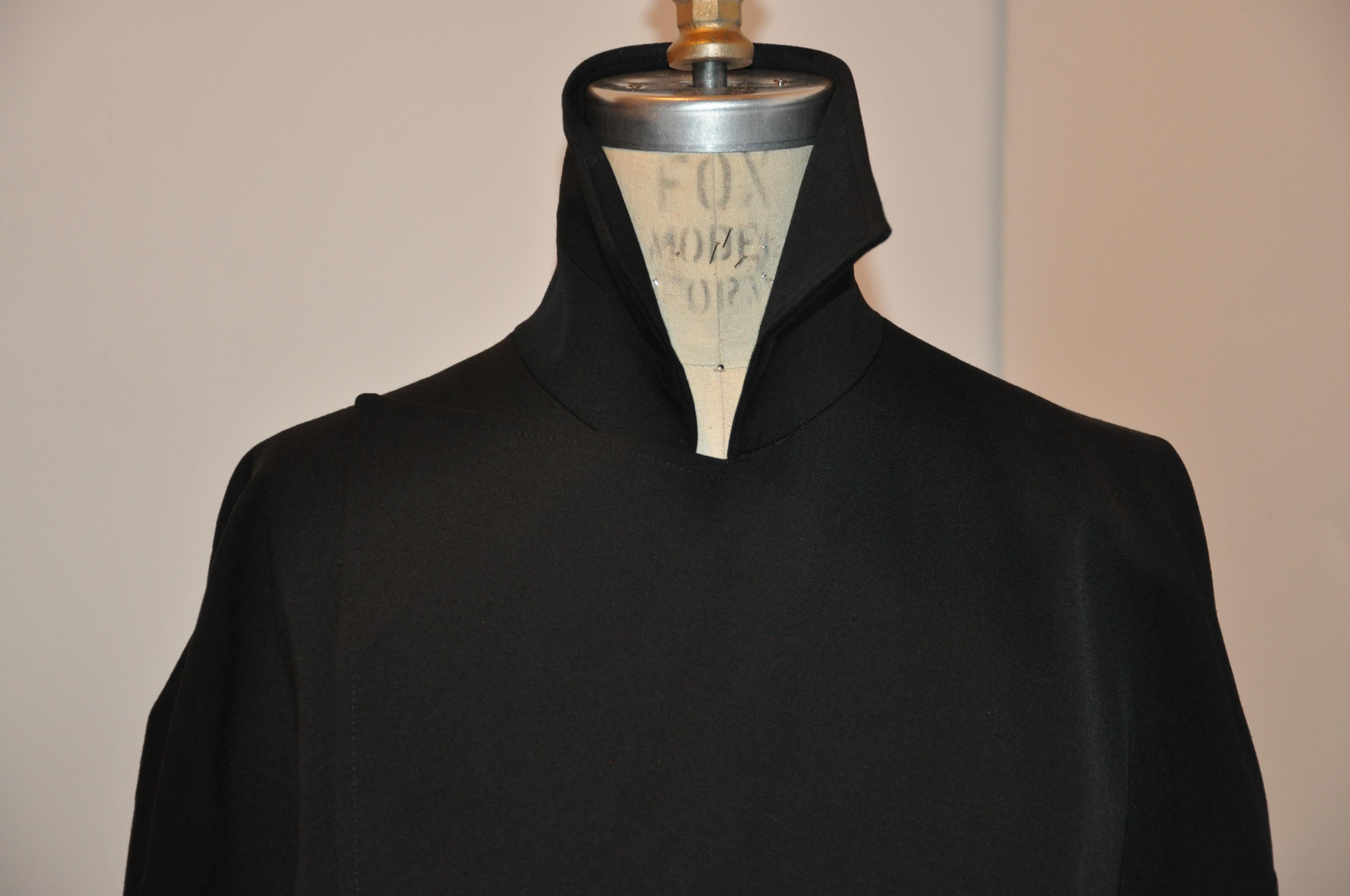 Yohji Yamamoto Wonderfully Draped Black Brush Wool Deconstructed Trench Coat For Sale 2