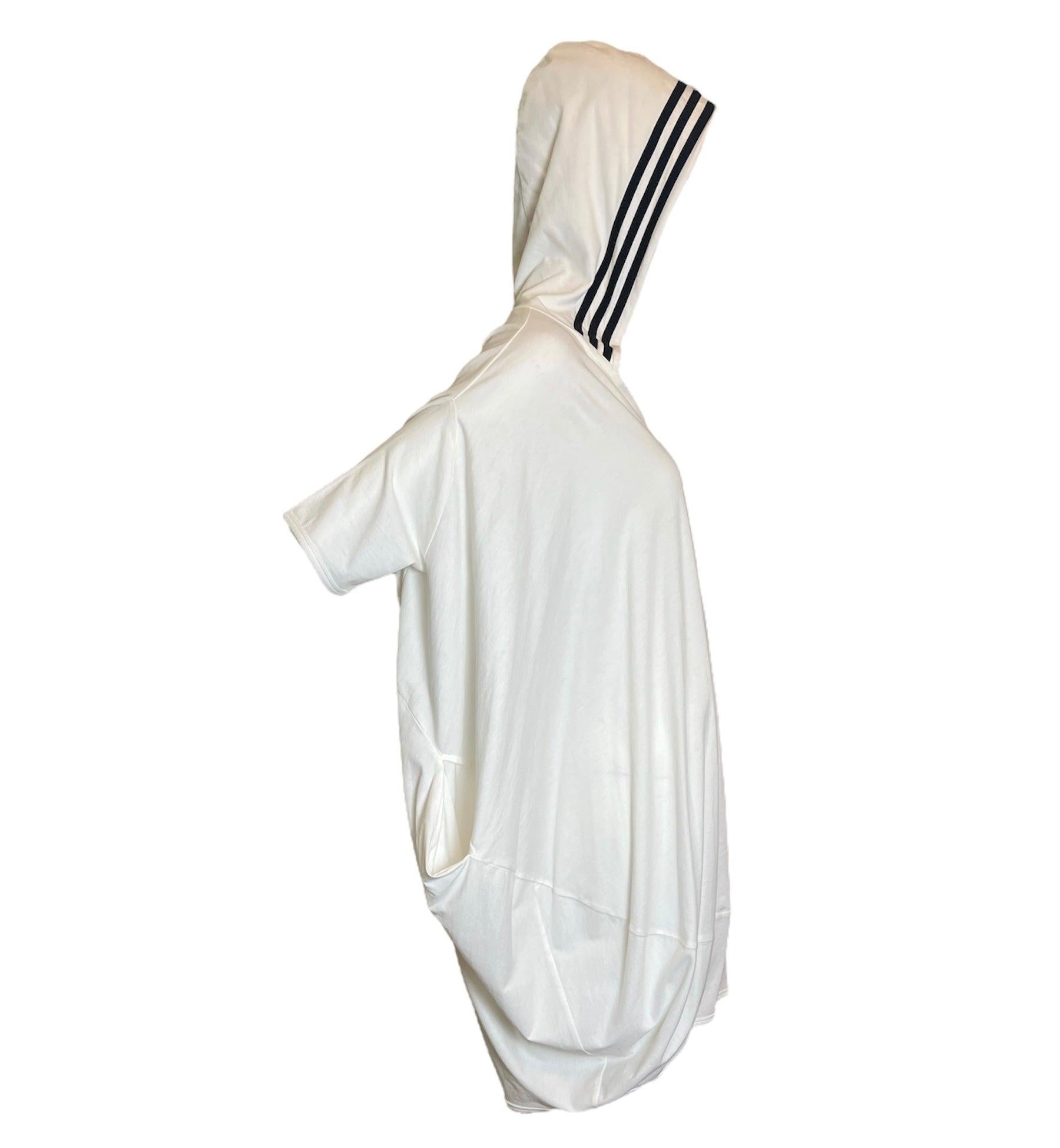 Japanese master-tailor Yohji Yamamoto's collaboration with Adidas blended engaging form with active-wear. Y-3 debuted in 2003. This white bubble dress can be worn as an oversized tee or a dress, making it unisex and flexible to many styles. 100%