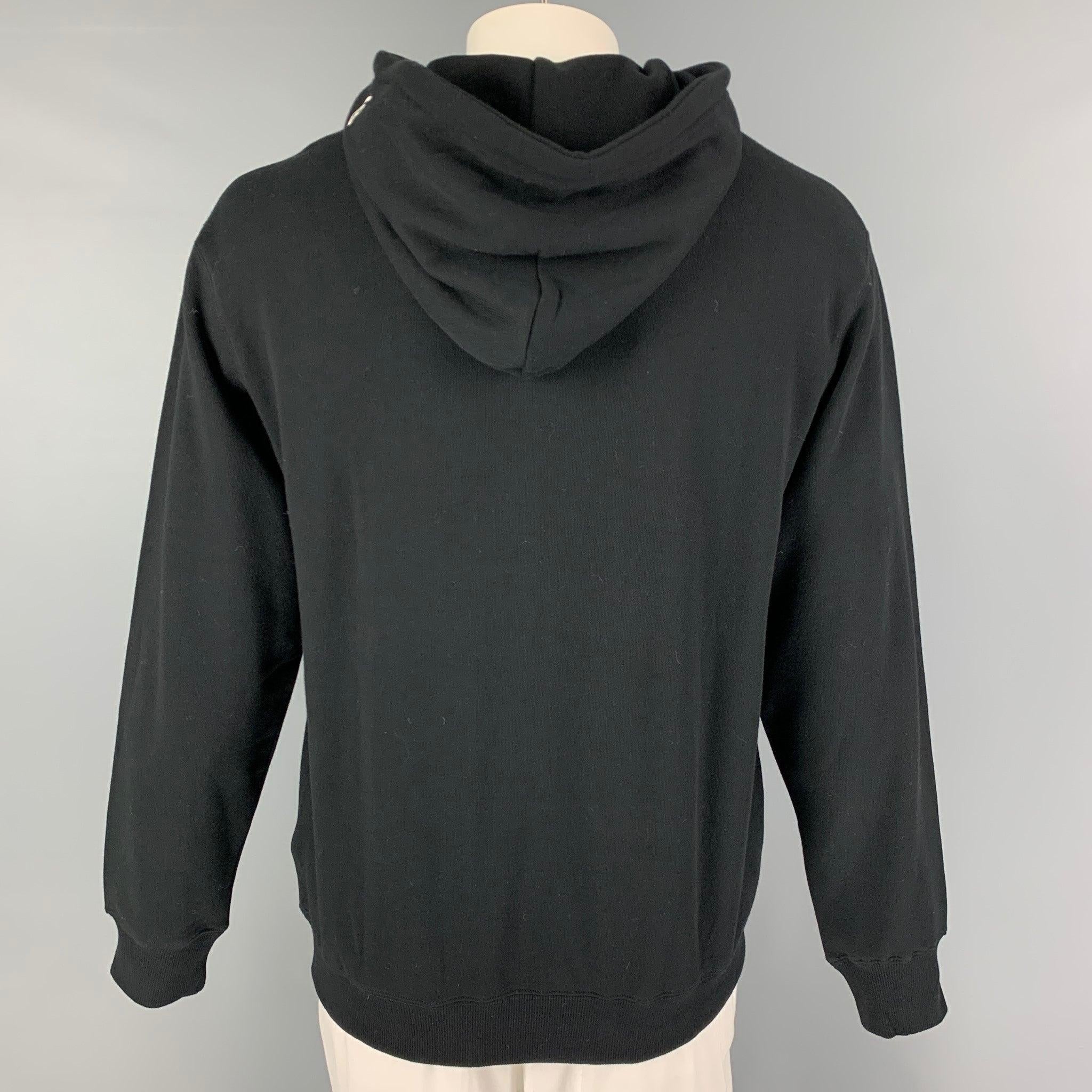 YOHJI YAMAMOTO x NEW ERA Size XL Black White Graphic Cotton Hoodie Sweatshirt Pour hommes en vente