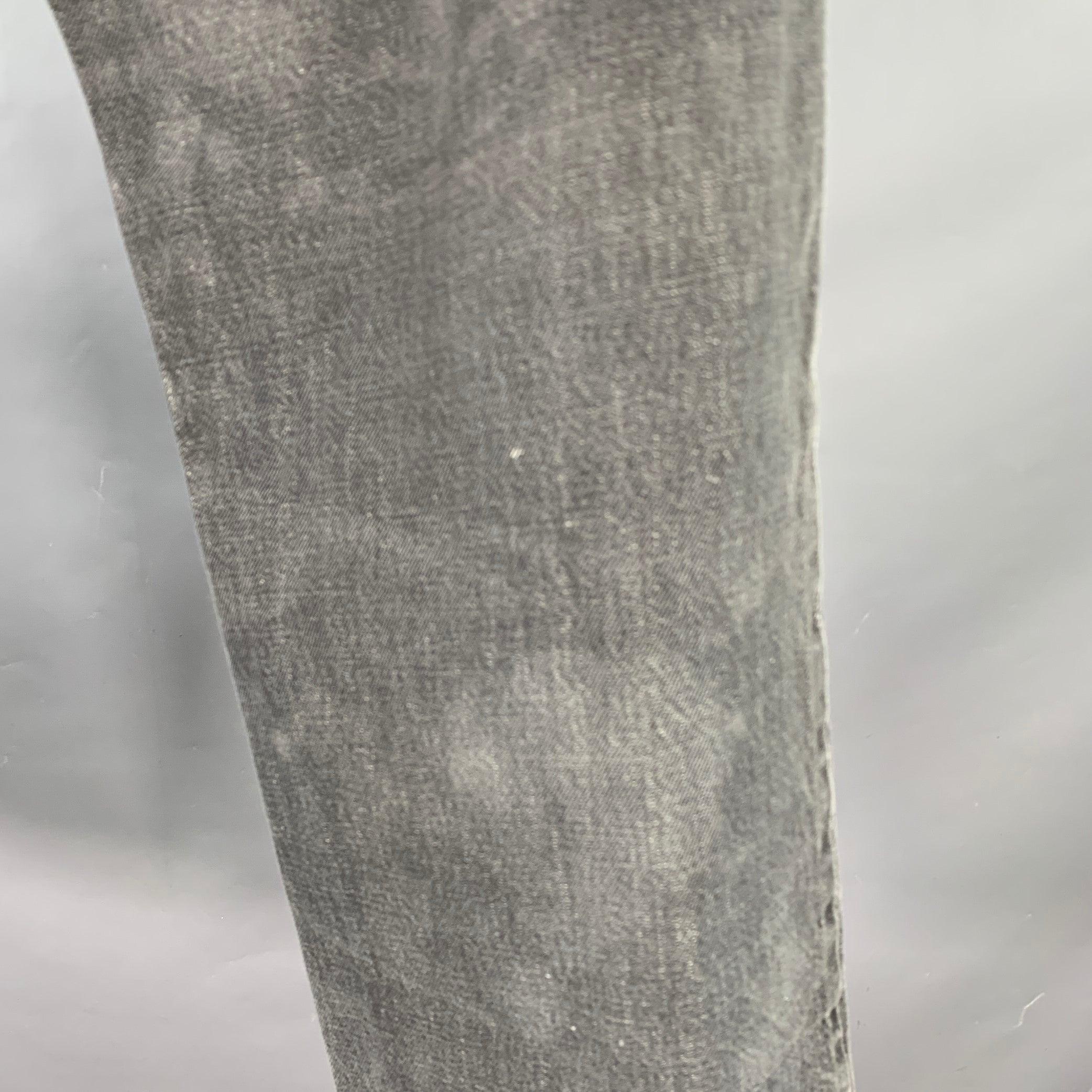 YOHJI YAMAMOTO x SPOTTED HORSE CRAFT Size 32 Grey Cotton Straight Selvedge Jeans In Good Condition In San Francisco, CA