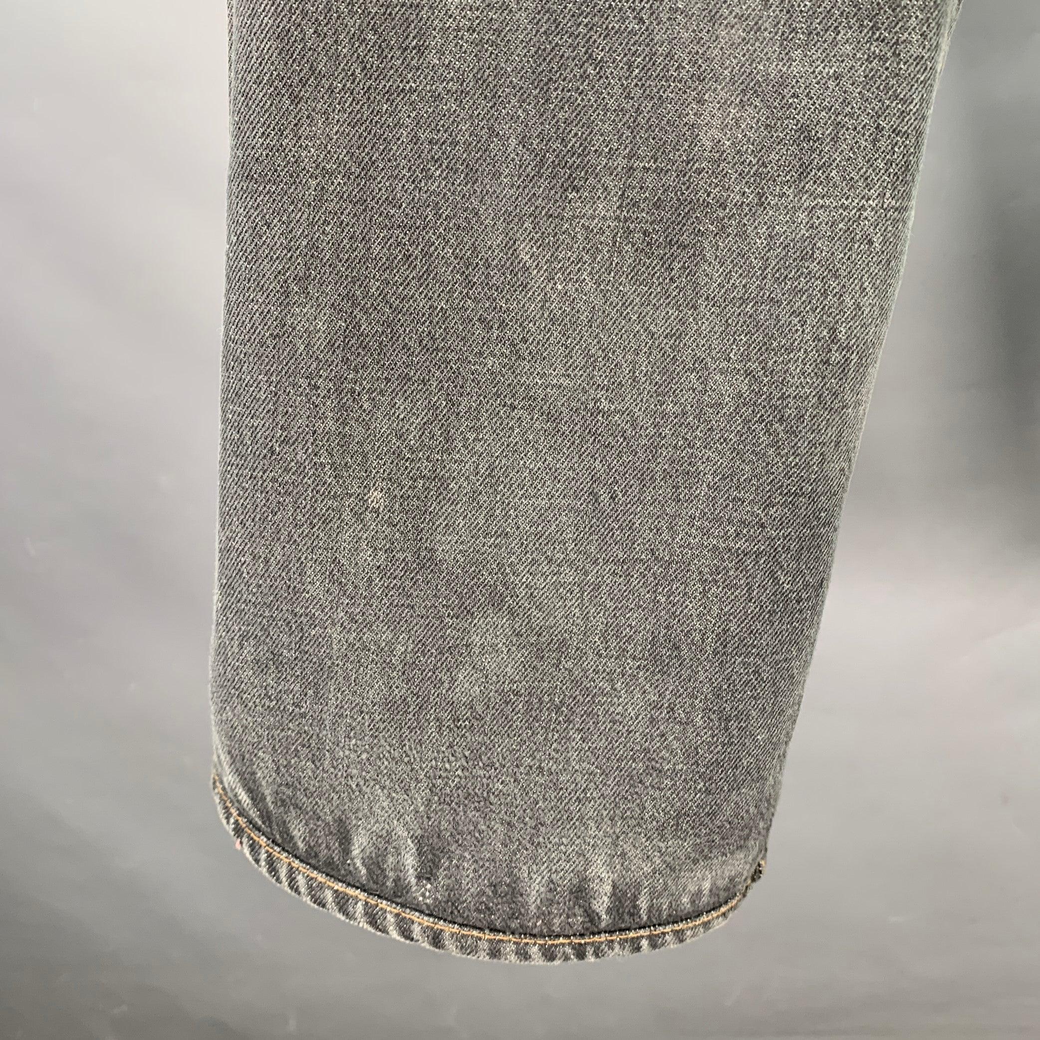 Men's YOHJI YAMAMOTO x SPOTTED HORSE CRAFT Size 32 Grey Cotton Straight Selvedge Jeans