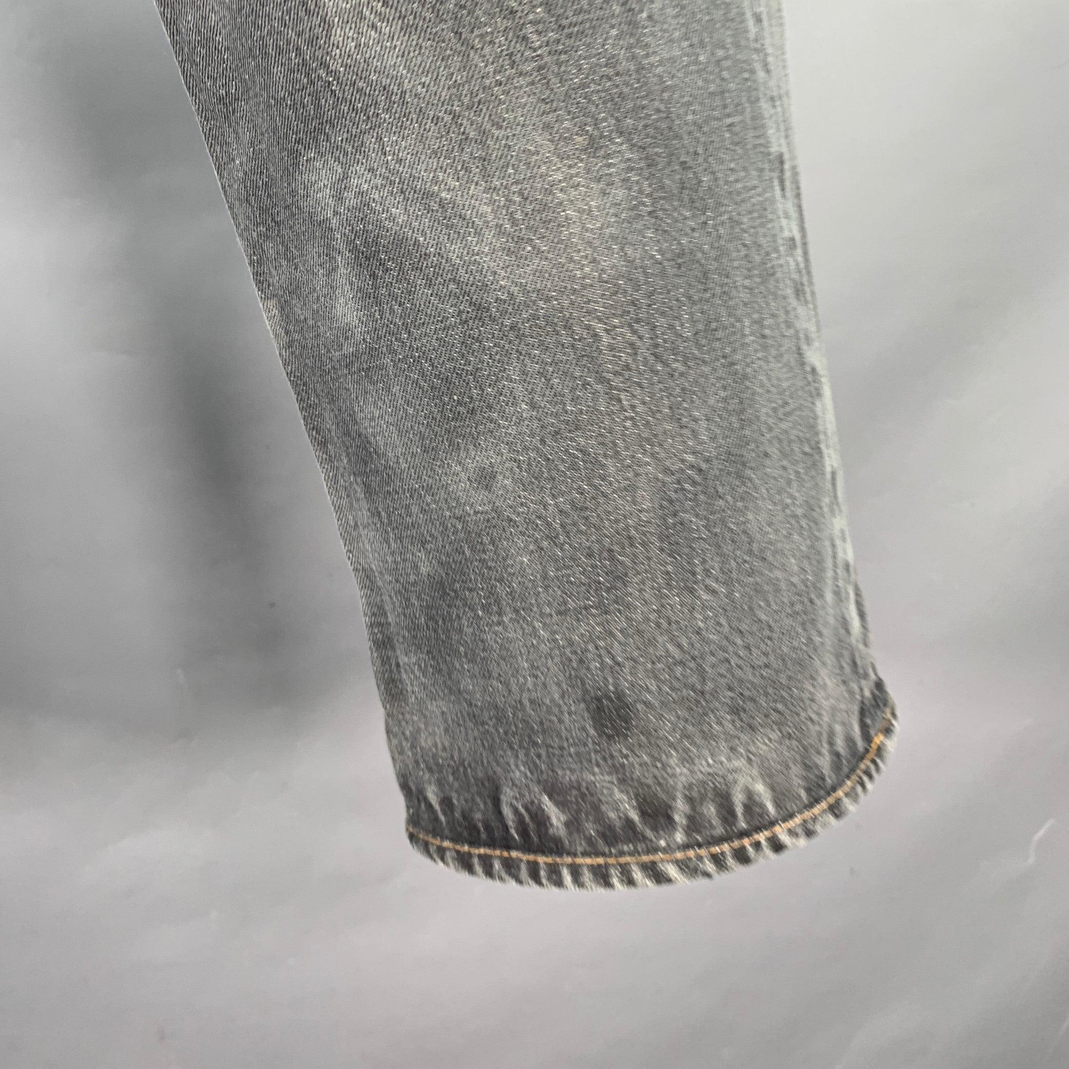 YOHJI YAMAMOTO x SPOTTED HORSE CRAFT Size 32 Grey Cotton Straight Selvedge Jeans 1