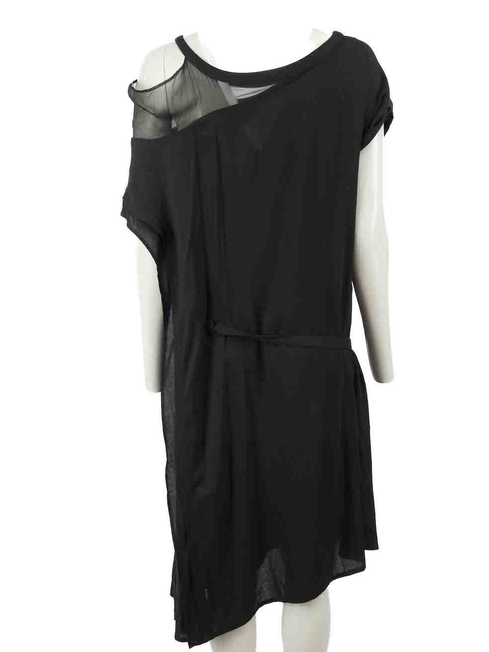 Yohji Yamamoto Y‚Äôs Black Sheer Cold Shoulder Dress Size M In Excellent Condition For Sale In London, GB