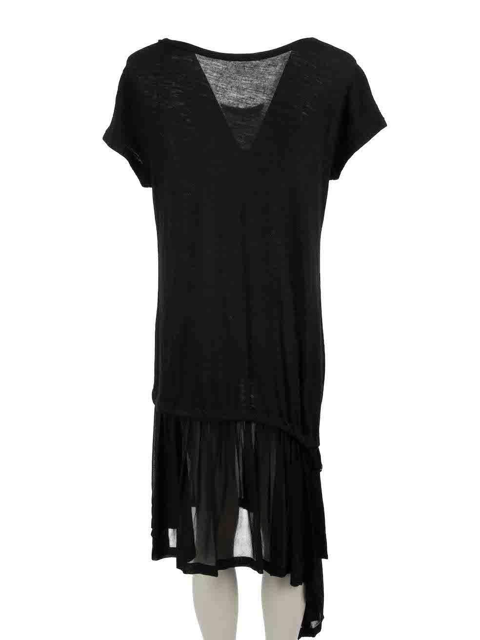 Yohji Yamamoto Y‚Äôs Black Wool Sheer Adjustable Dress Size S In Good Condition For Sale In London, GB