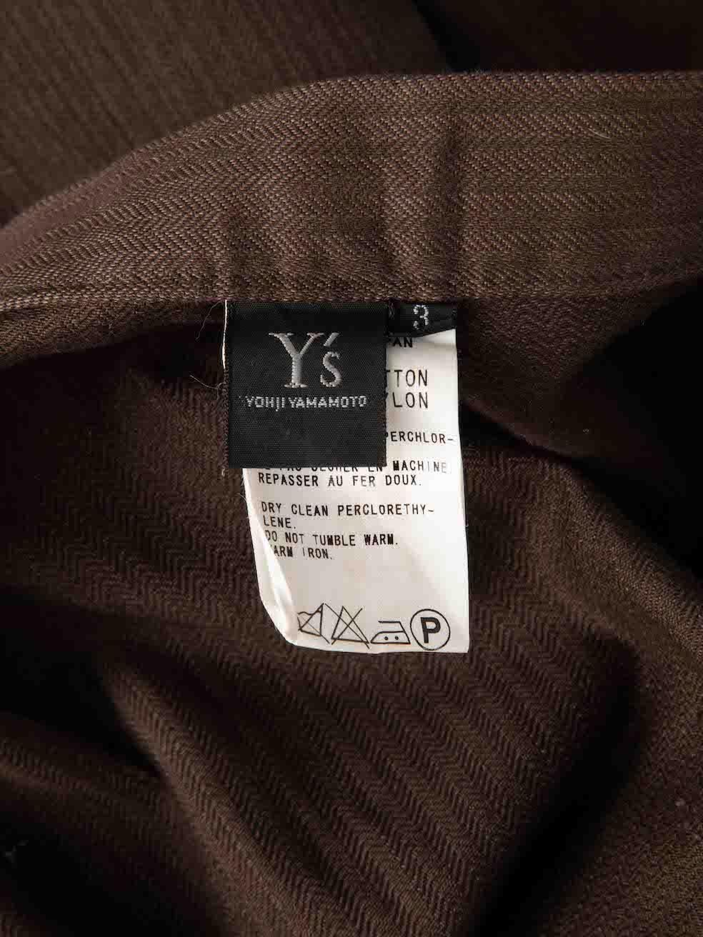 Women's Yohji Yamamoto Y‚Äôs Brown Herringbone Tapered Trousers Size M