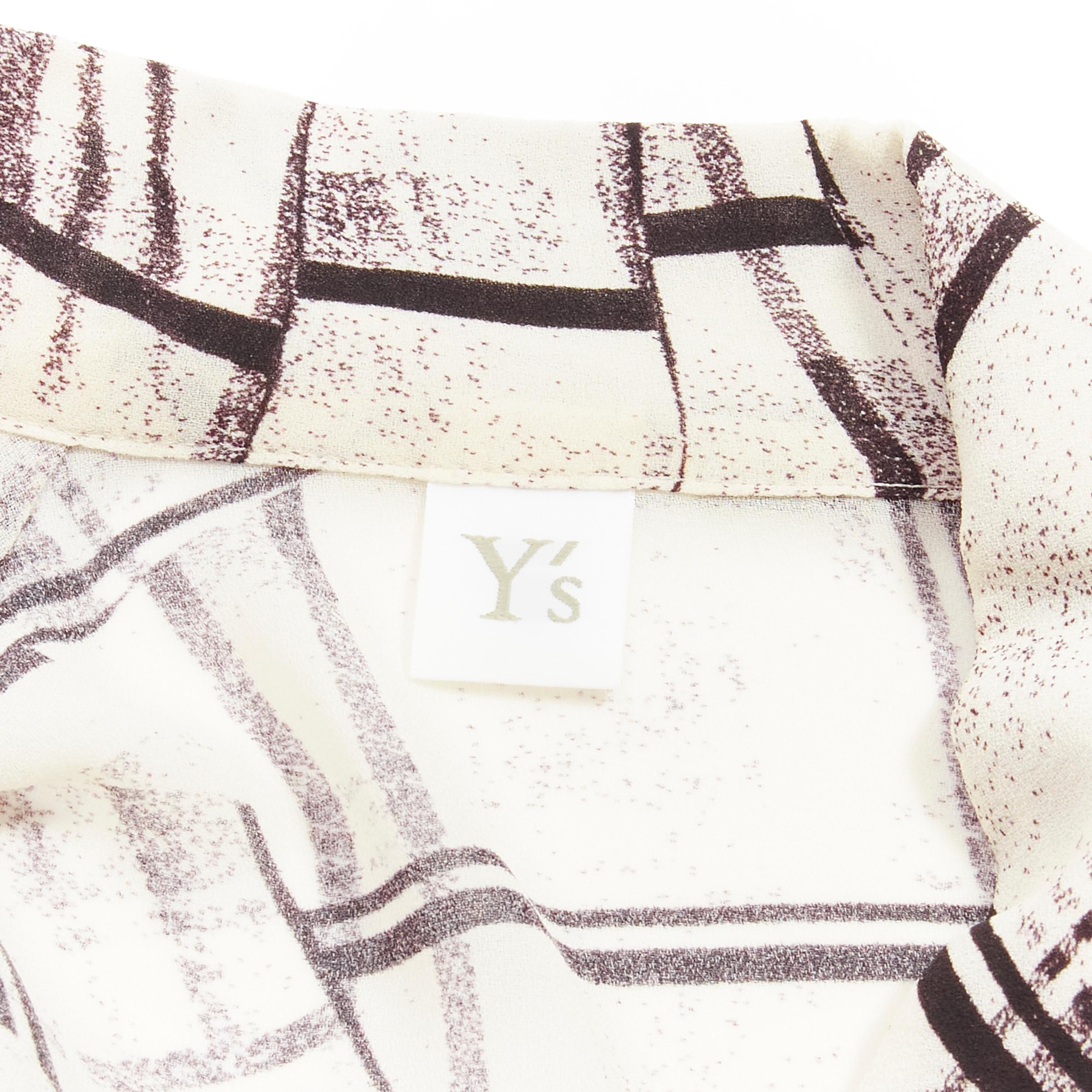 YOHJI YAMAMOTO Y'S Robe chemise drapée à carreaux abstraits et patchwork imprimé JP1 S en vente 4