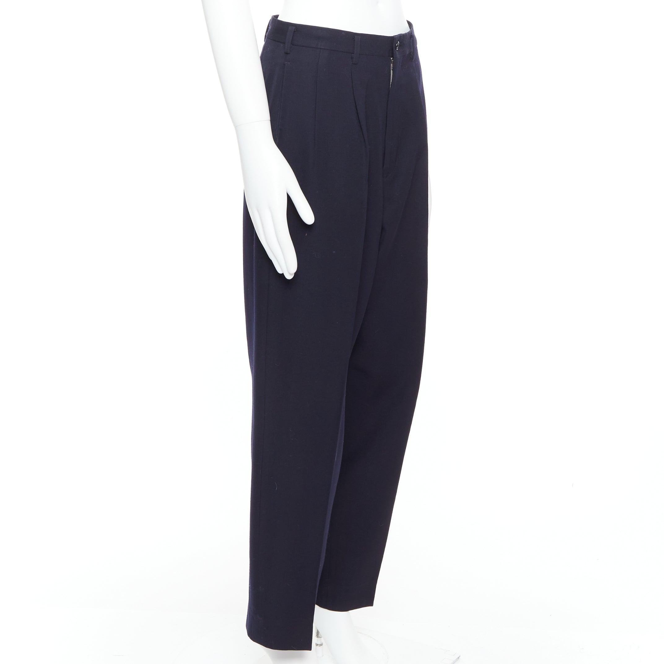 YOHJI YAMAMOTO Y's Schwarze weite, spitz zulaufende Hose aus 100 % Wolle mit plissierter Vorderseite M im Zustand „Gut“ im Angebot in Hong Kong, NT